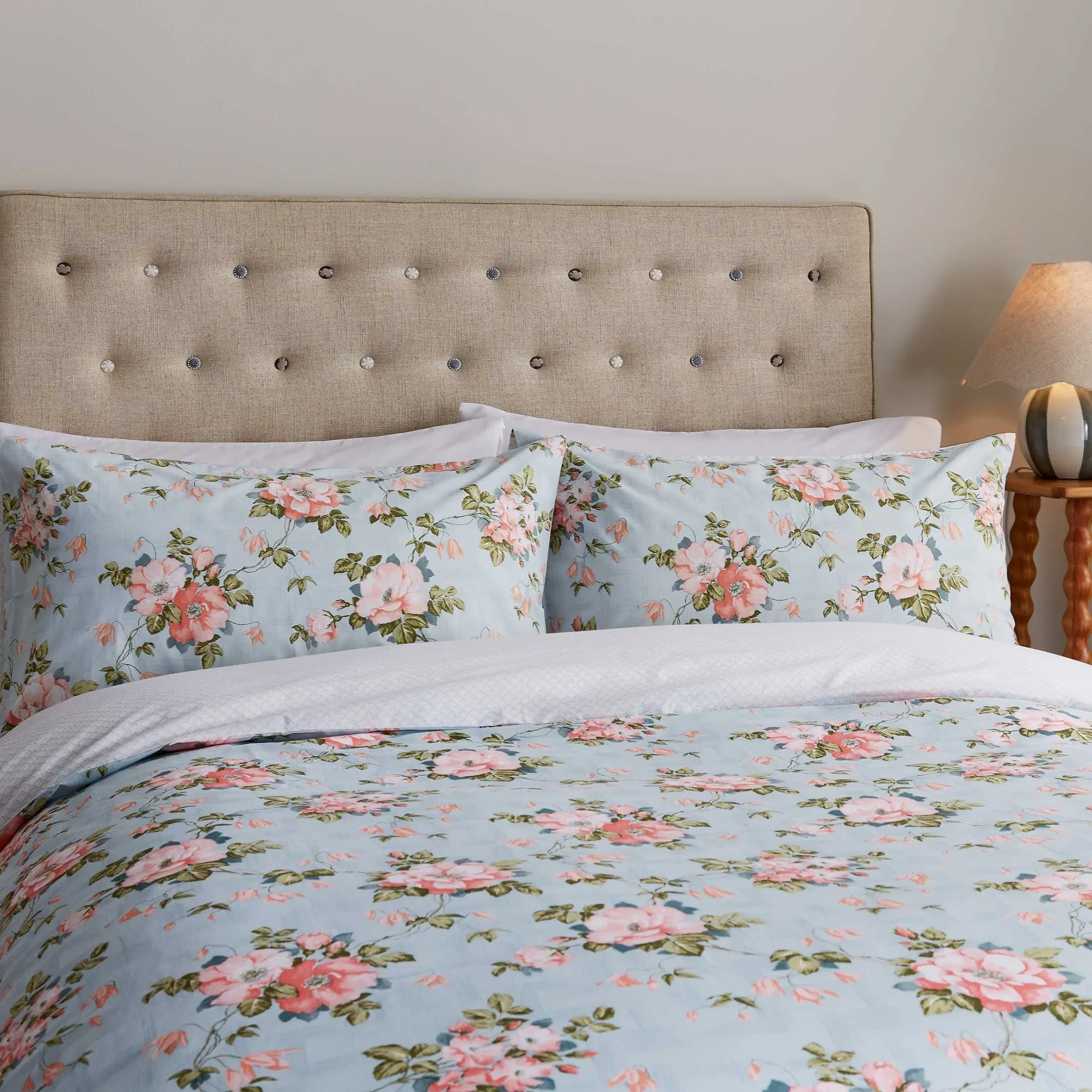 Double Duvet Cover Set Wild Rose - Duck Egg