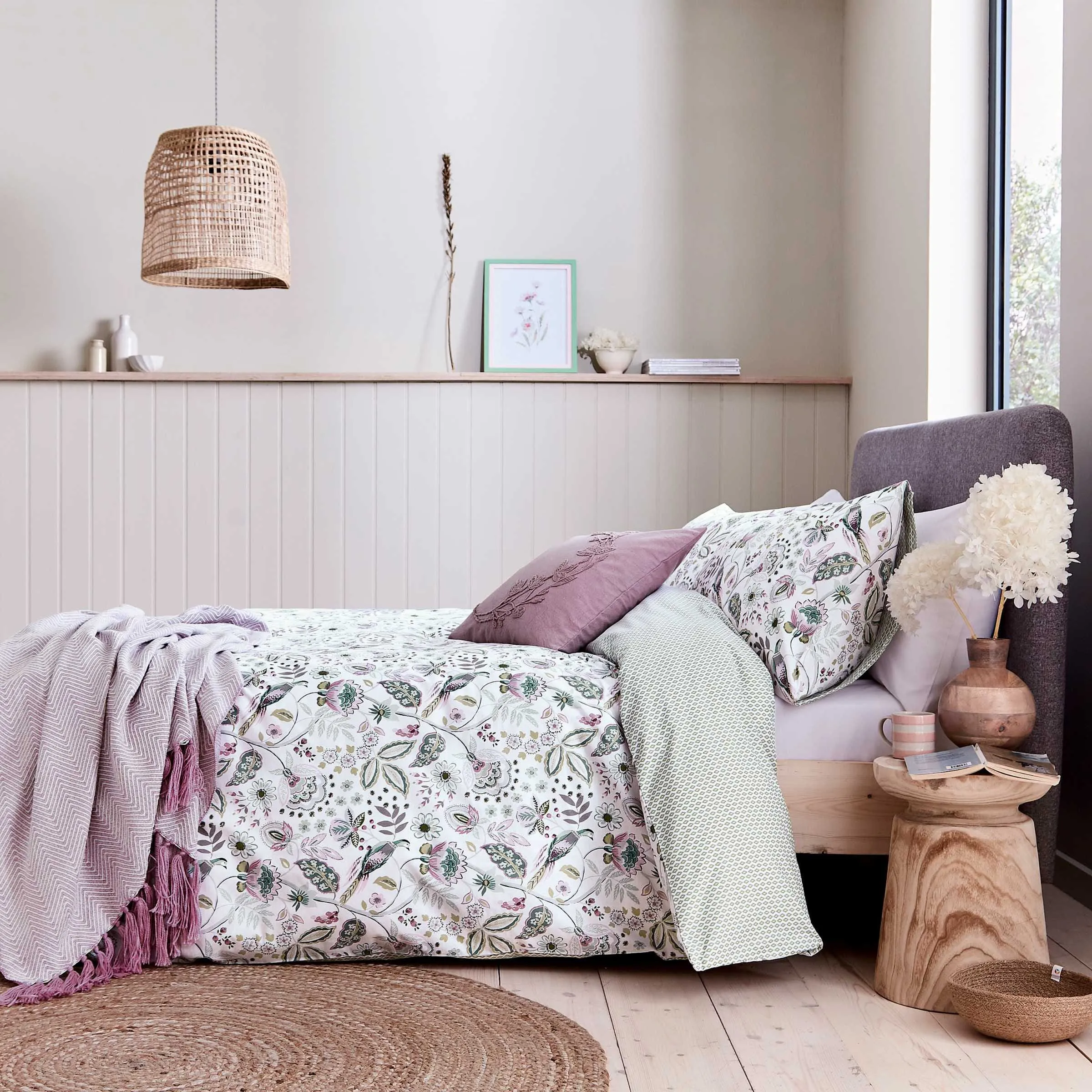 Single Duvet Cover Set Bird Trail - Sage Green