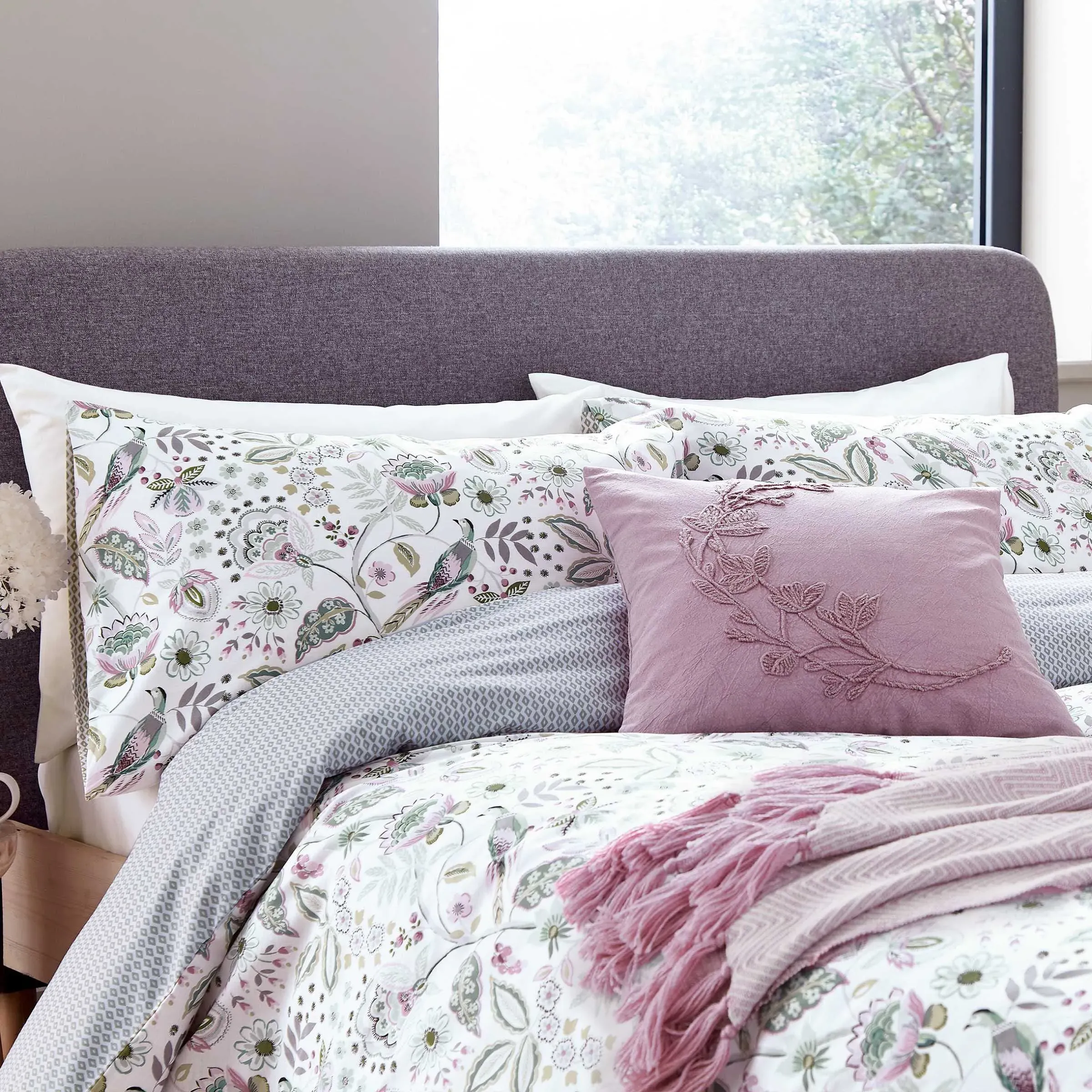 Single Duvet Cover Set Bird Trail - Sage Green image