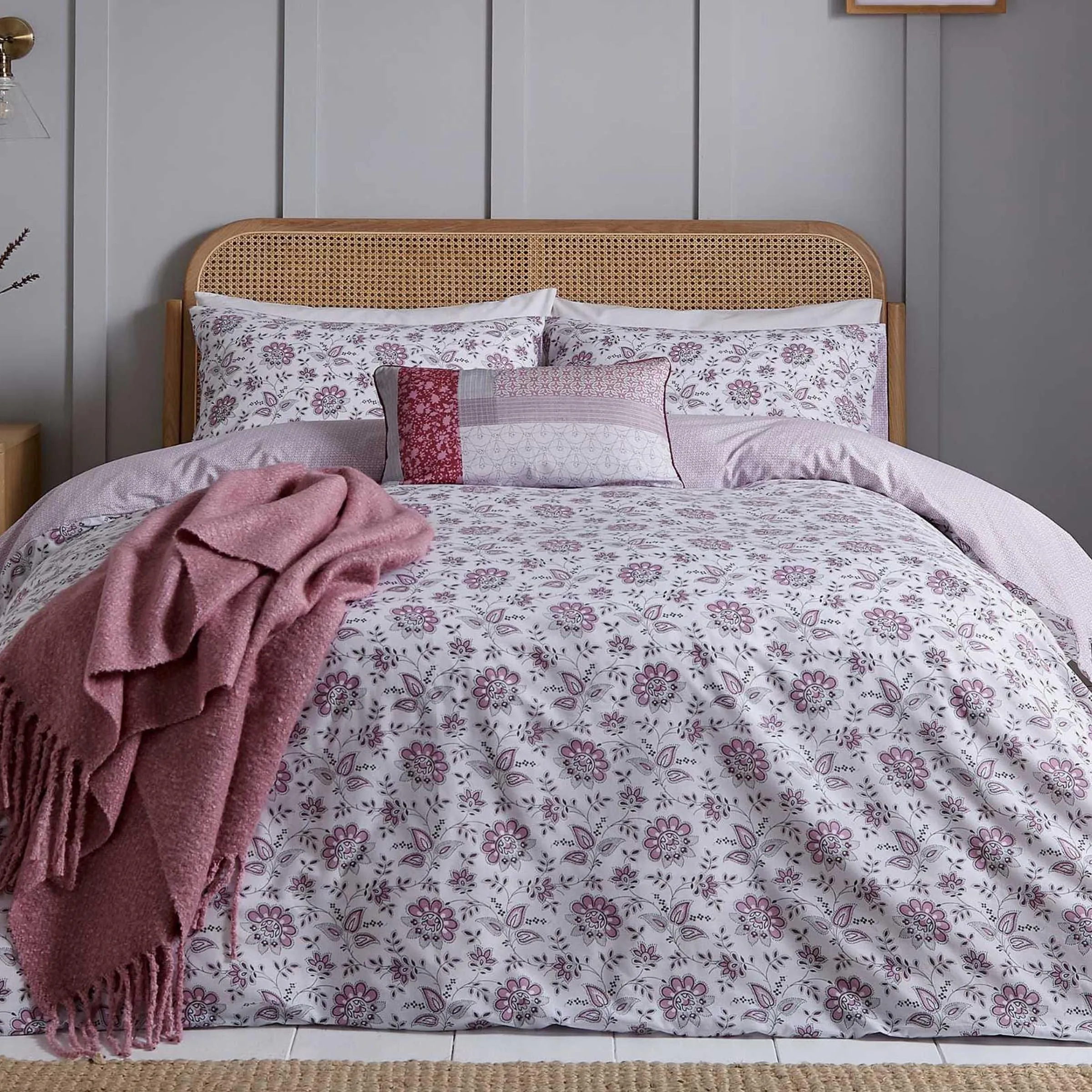 Single Duvet Cover Set Floral - Pink, Cotton image