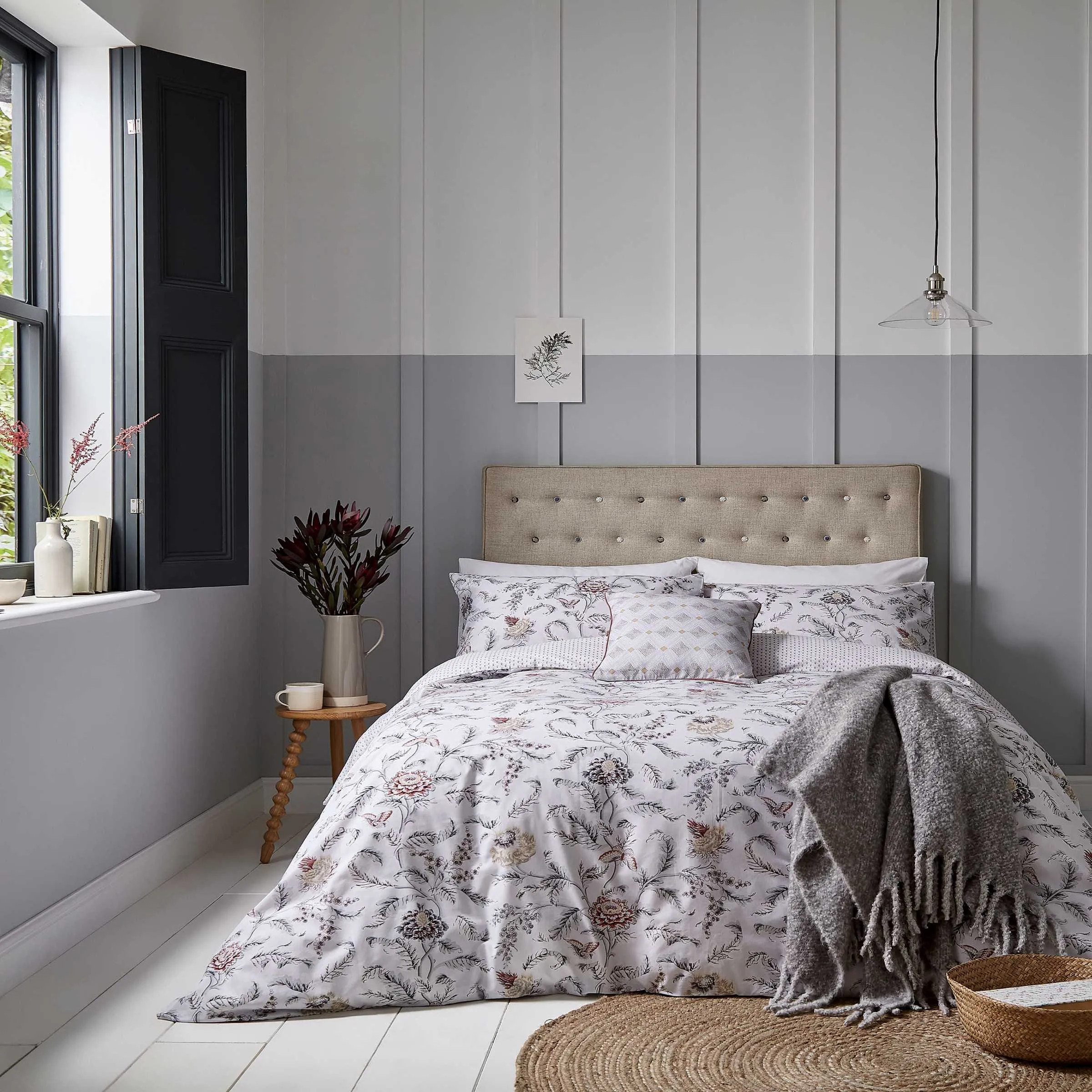 Single Duvet Cover Set - Grey, Cotton