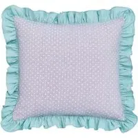 Square Cushion with Frilled Edge - Duck Egg, Cotton