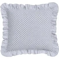 Square Cushion with Frilled Edge - Grey, Cotton