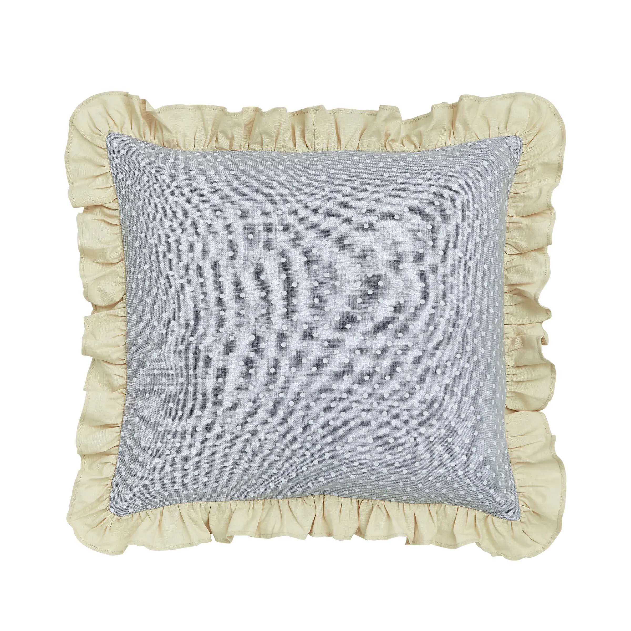 Square Cushion with Frilled Edge - Lavender, Cotton