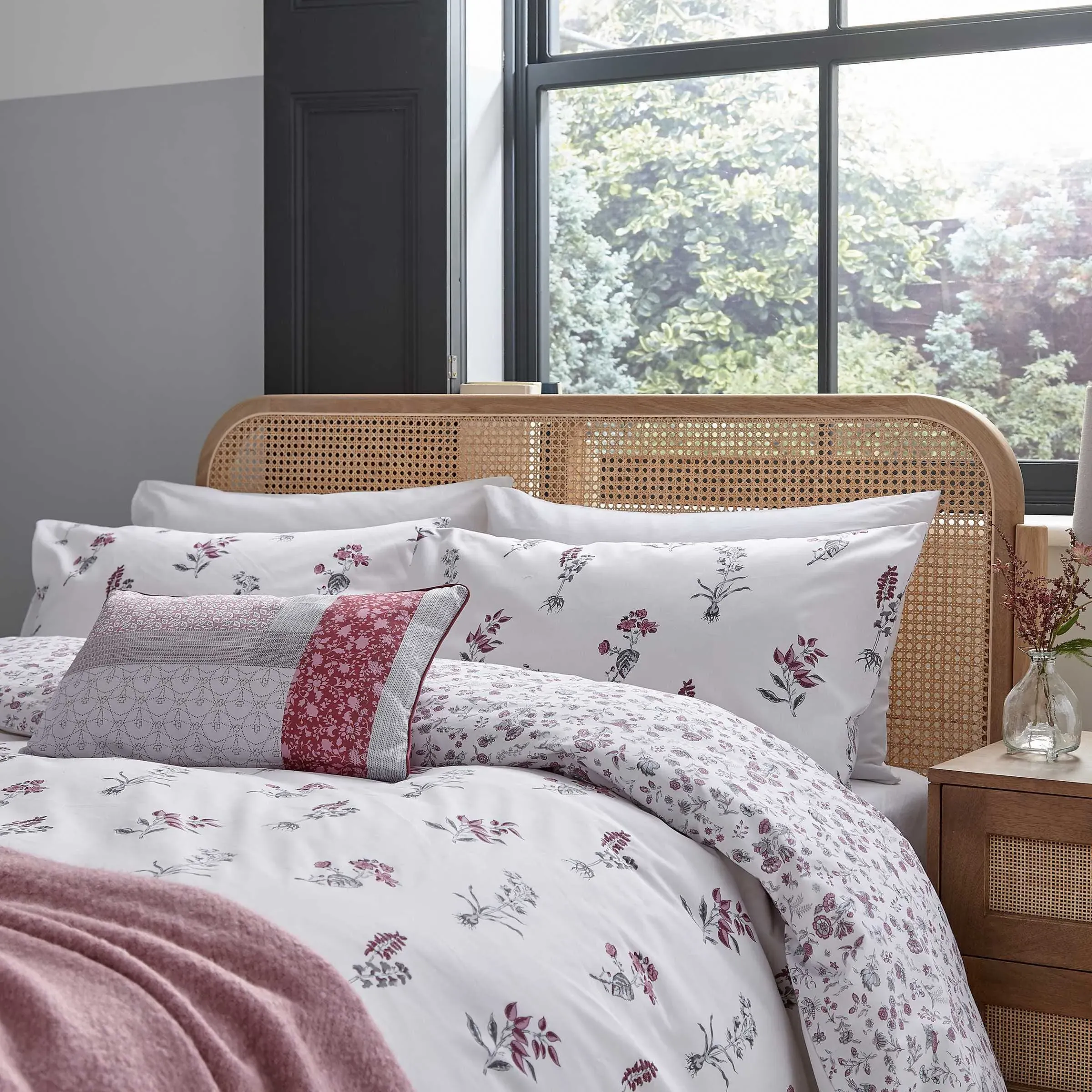 Super King Duvet Cover Set - Raspberry, Cotton