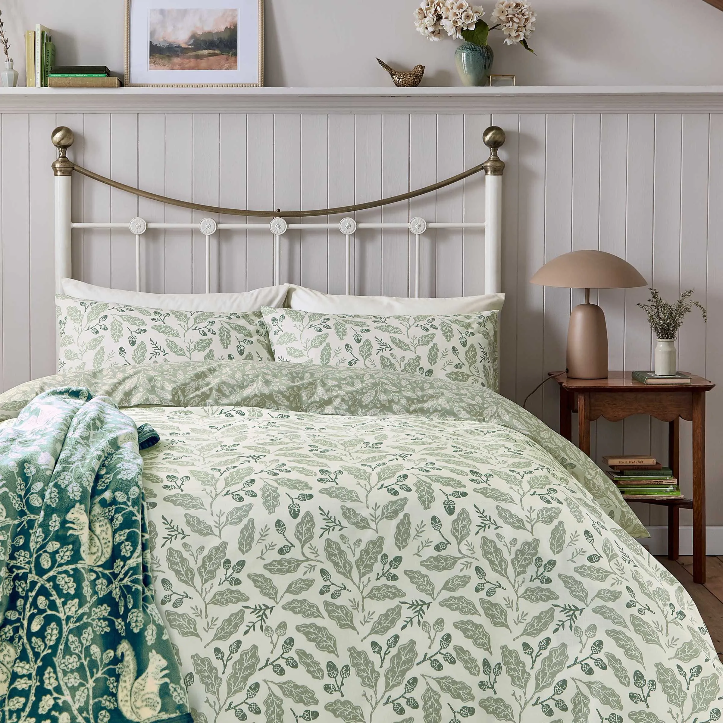 Acorns Single Duvet Cover Set - Sage, Cotton product