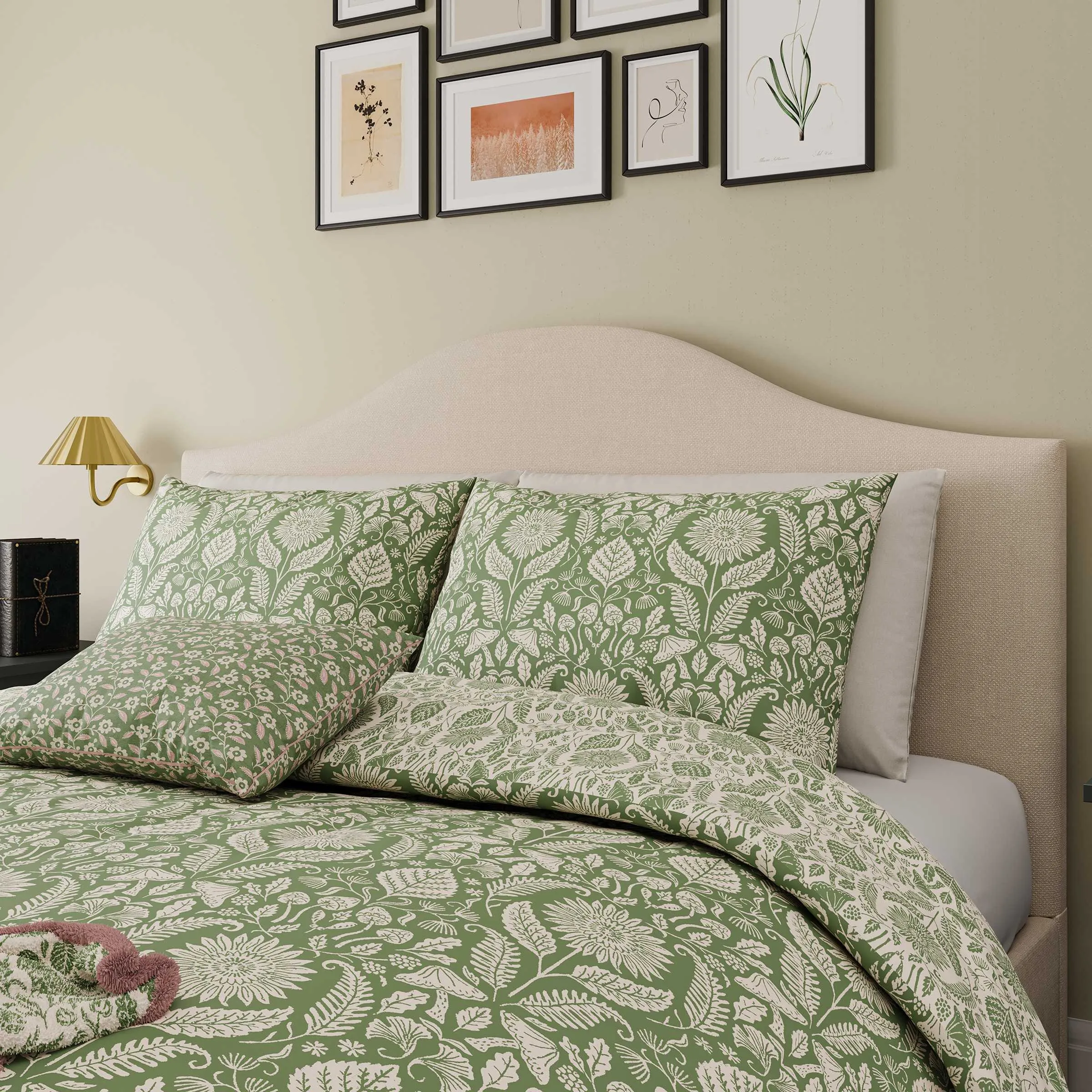 Double Duvet Cover Set Sunflower - Green, Cotton
