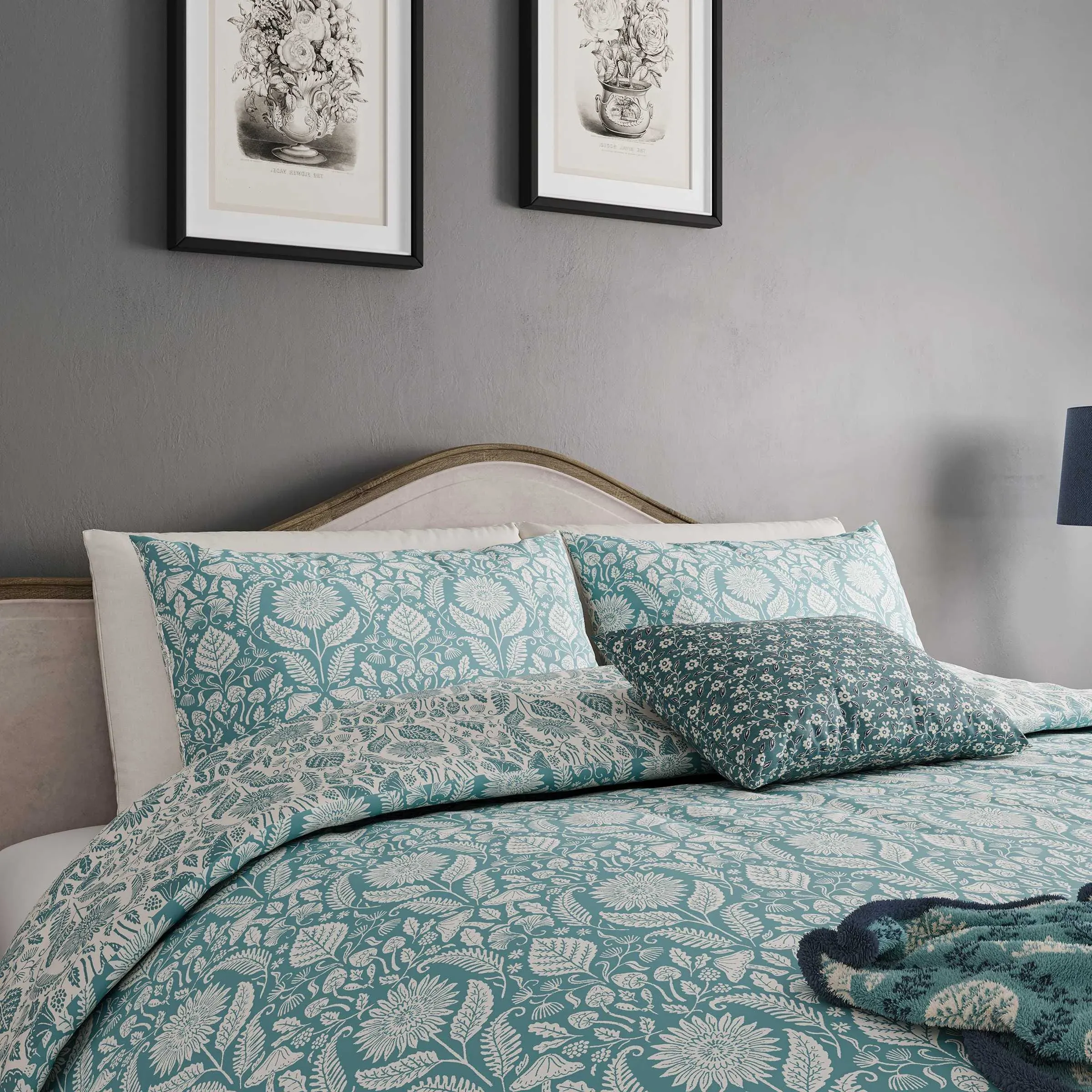 King Size Duvet Cover Set Sunflower - Teal, Cotton