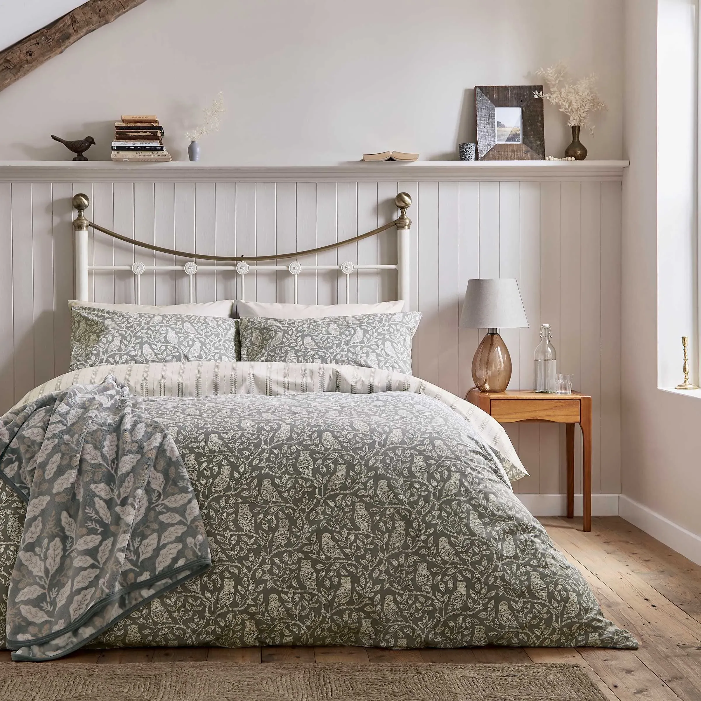 Owls Single Duvet Cover Set - Silver alternate view
