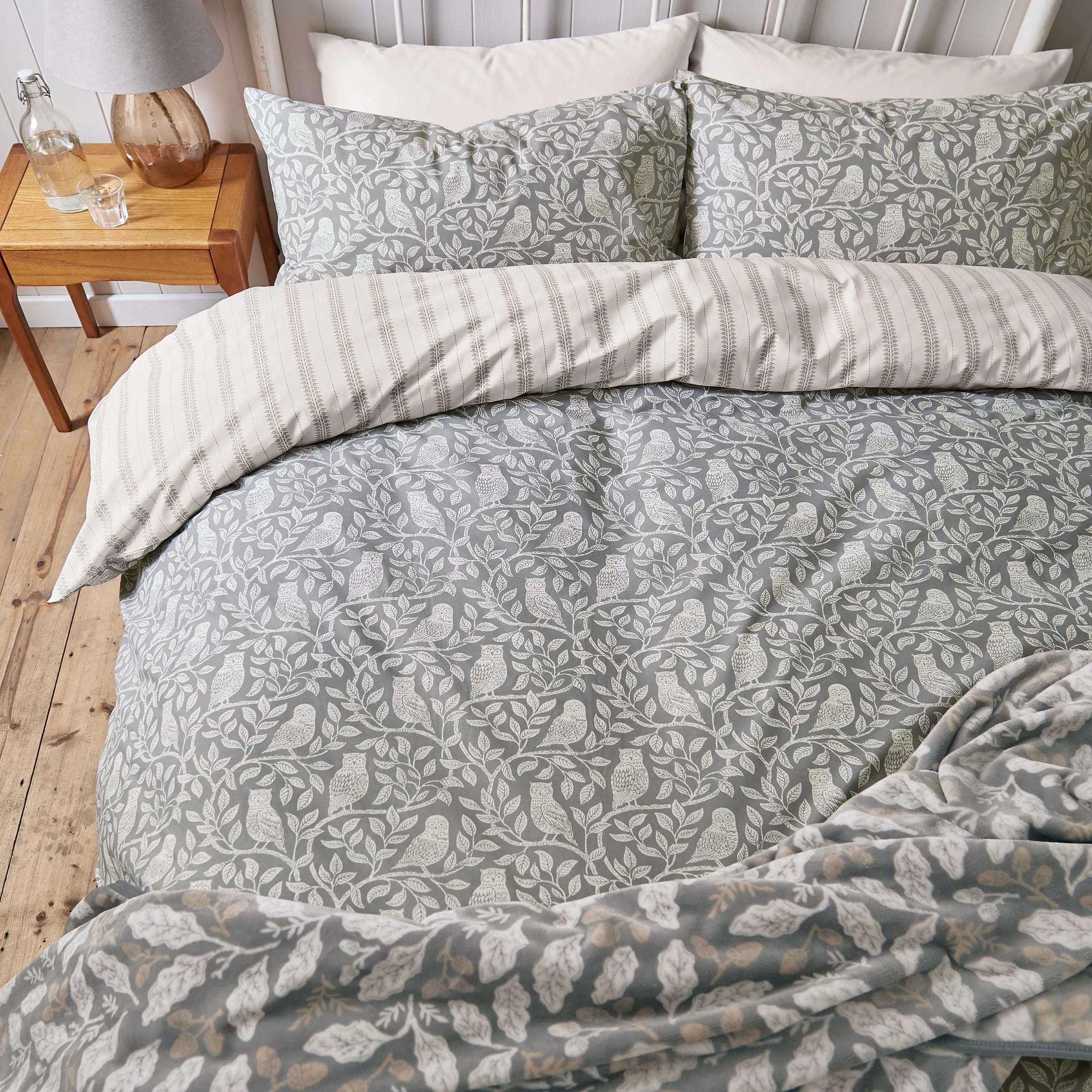 Owls Single Duvet Cover Set - Silver product