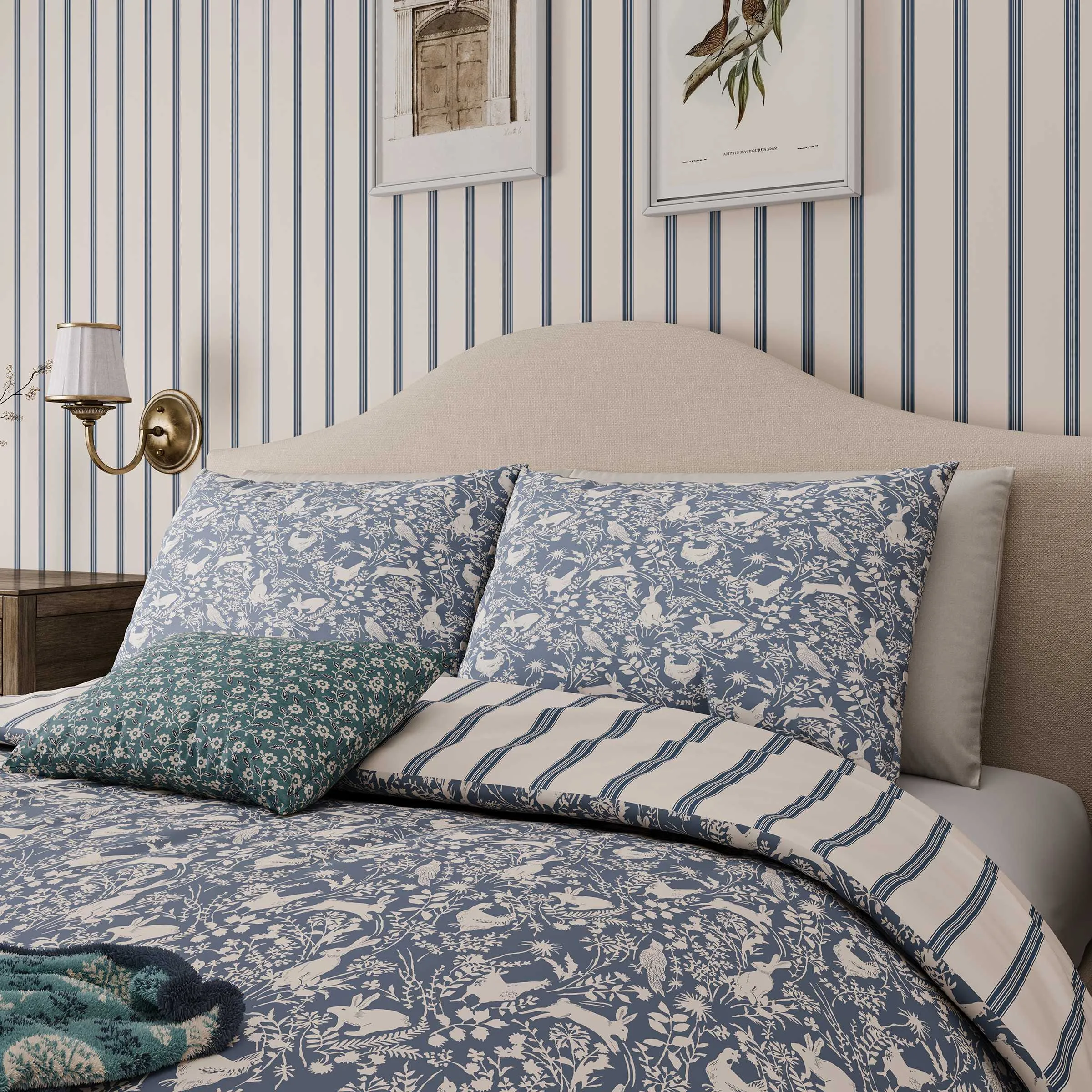 Single Duvet Cover Set Forest Friends - Blue, Cotton image