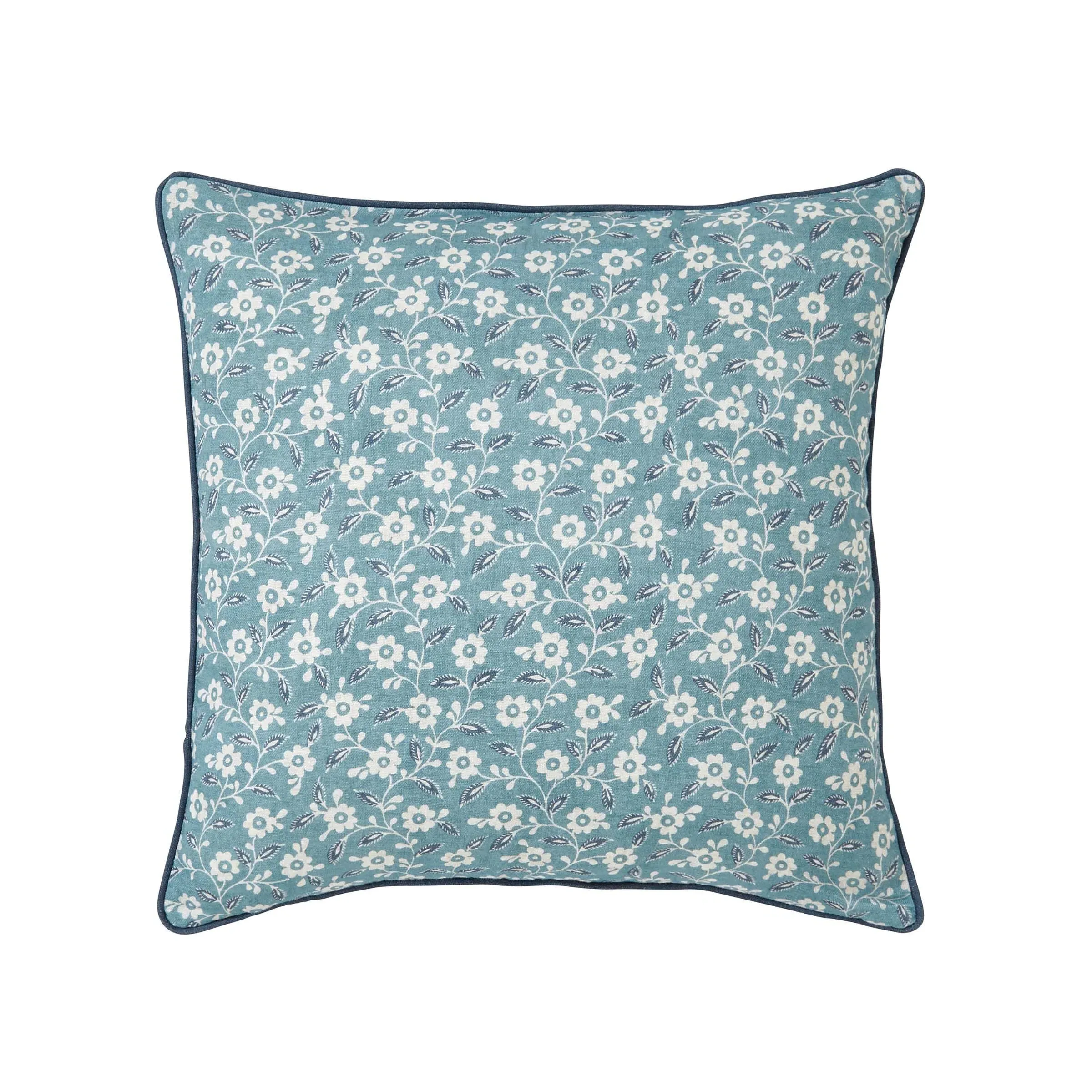 Square Cushion Folk Ditsy - Blue, Cotton image
