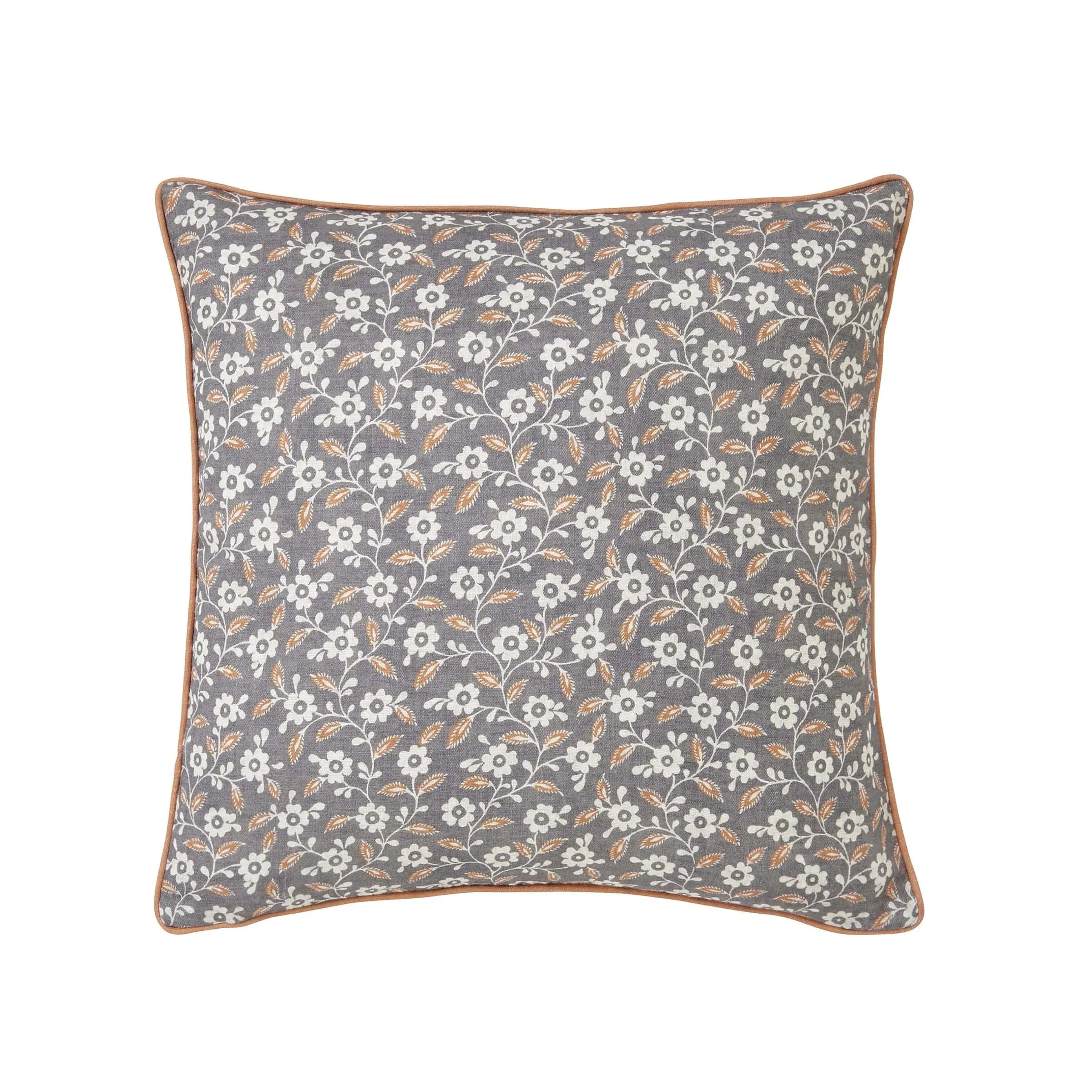 Square Cushion Folk Ditsy - Graphite, Cotton