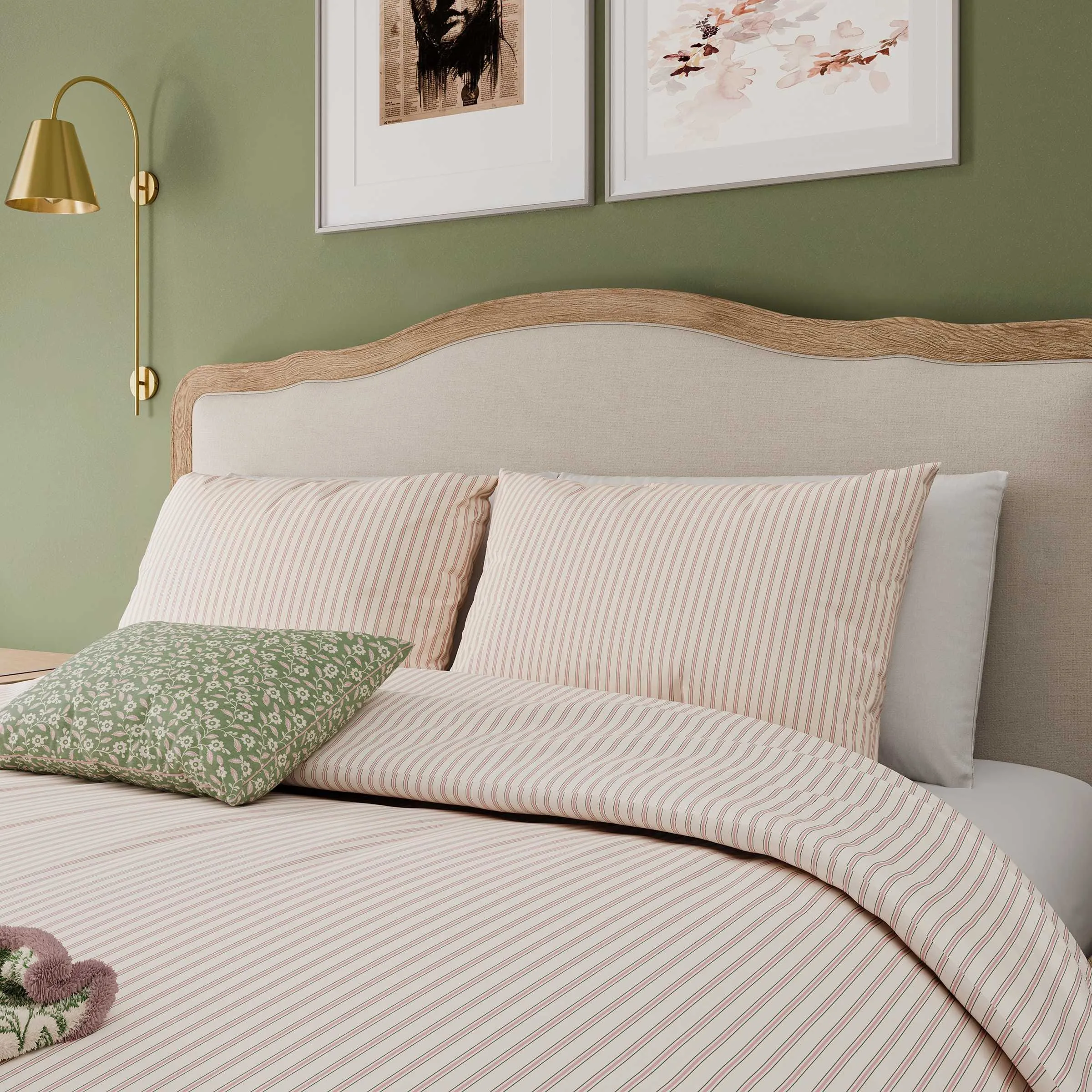 Square Cushion Folk Ditsy - Green, Cotton