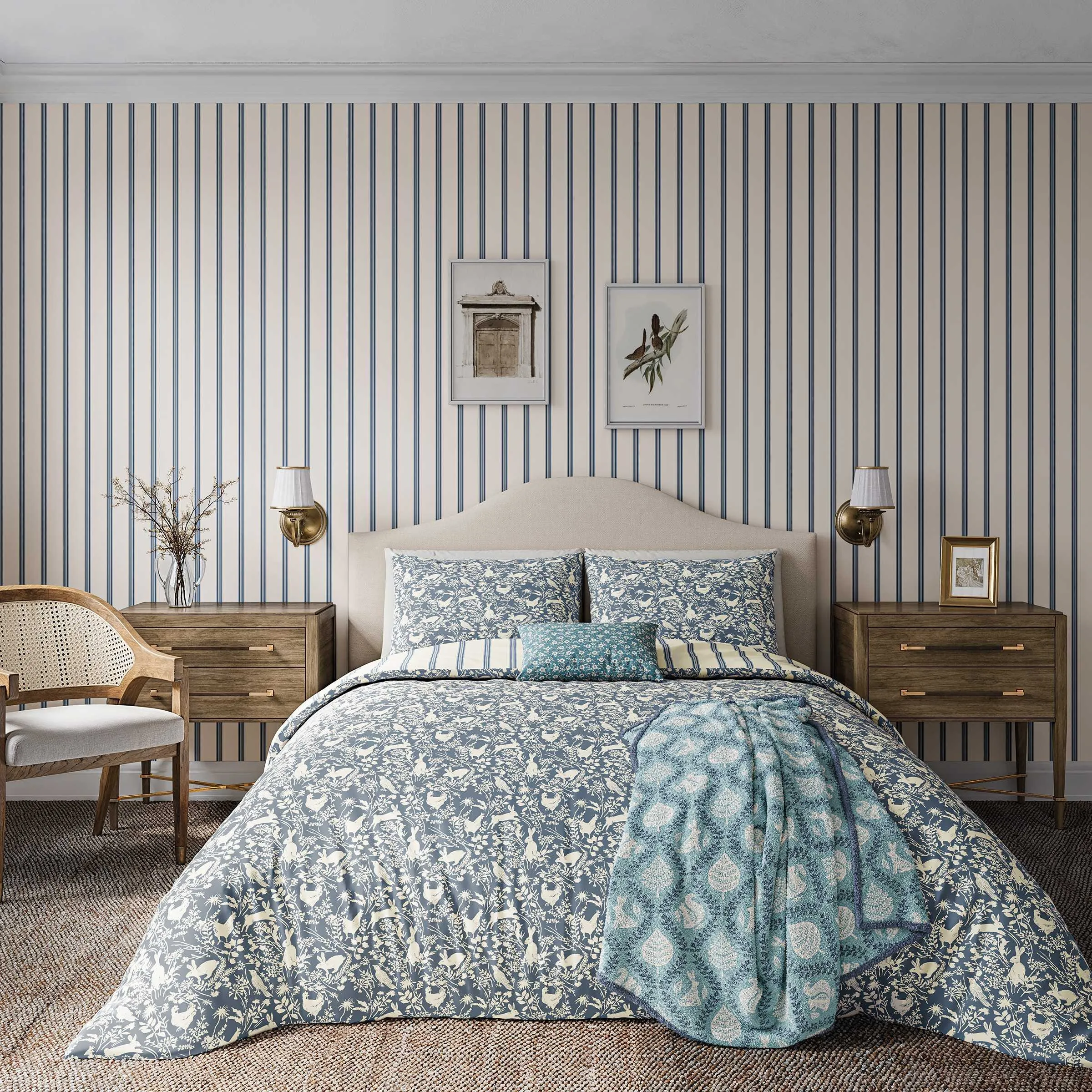 Super King Duvet Cover Set - Blue, Cotton