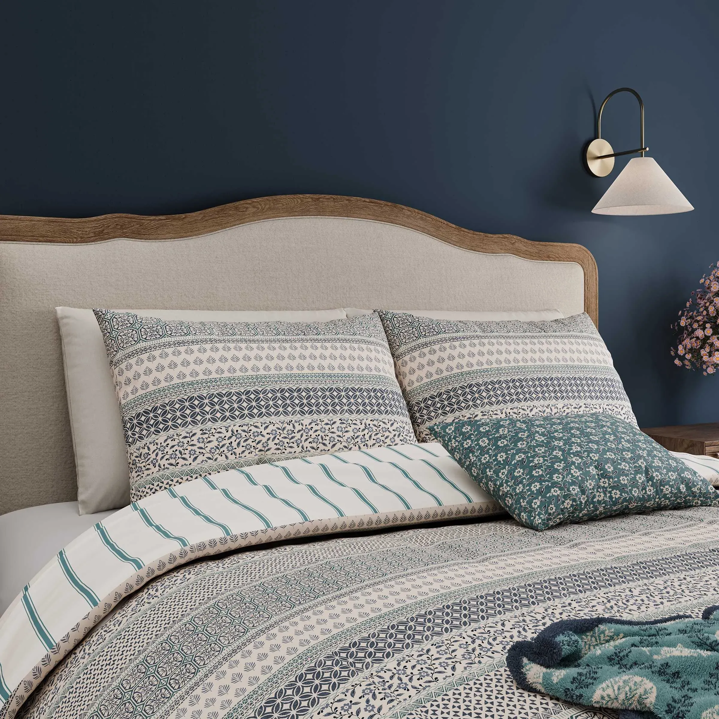 Super King Duvet Cover Set - Blue, Cotton image