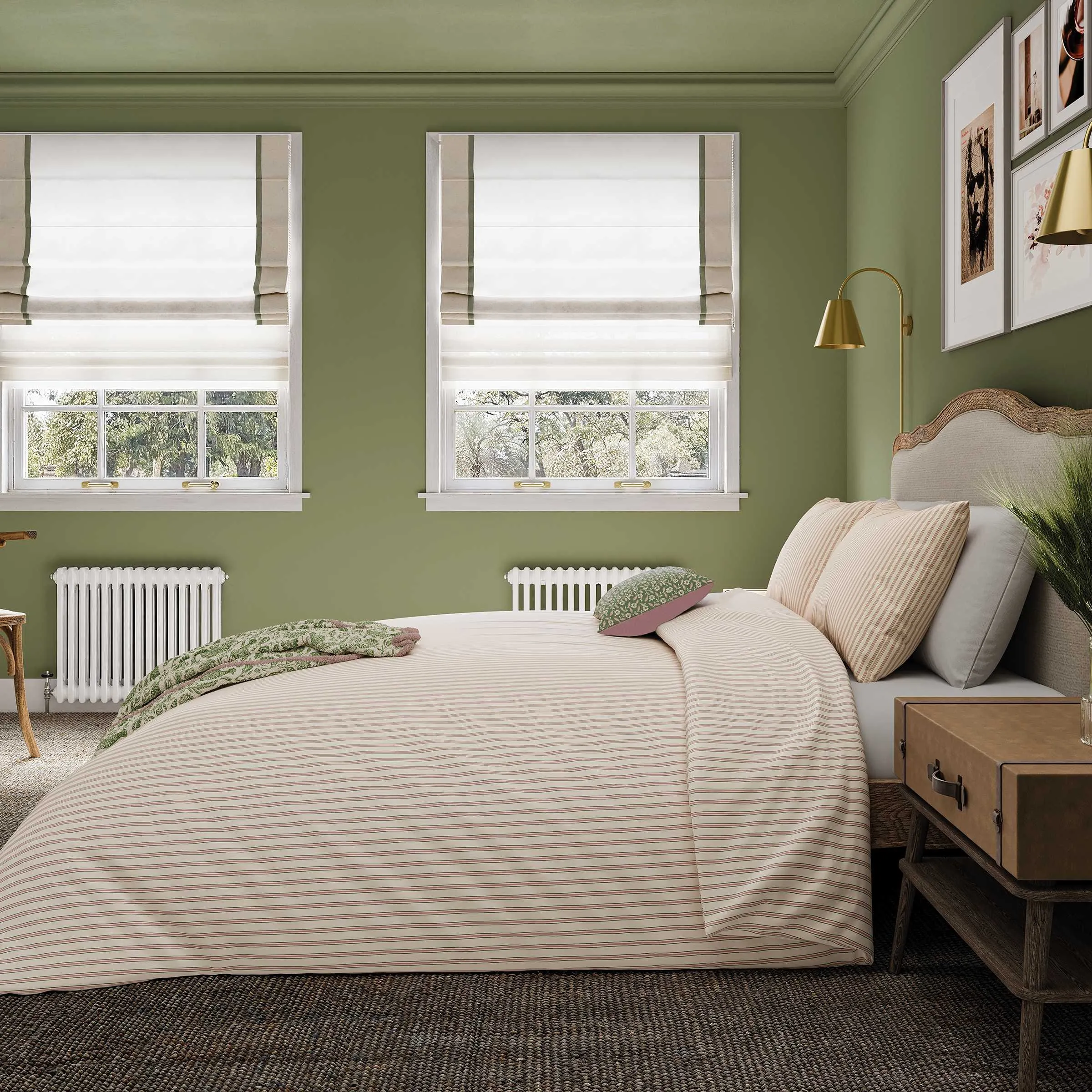 Super King Duvet Cover Set - Green, Cotton