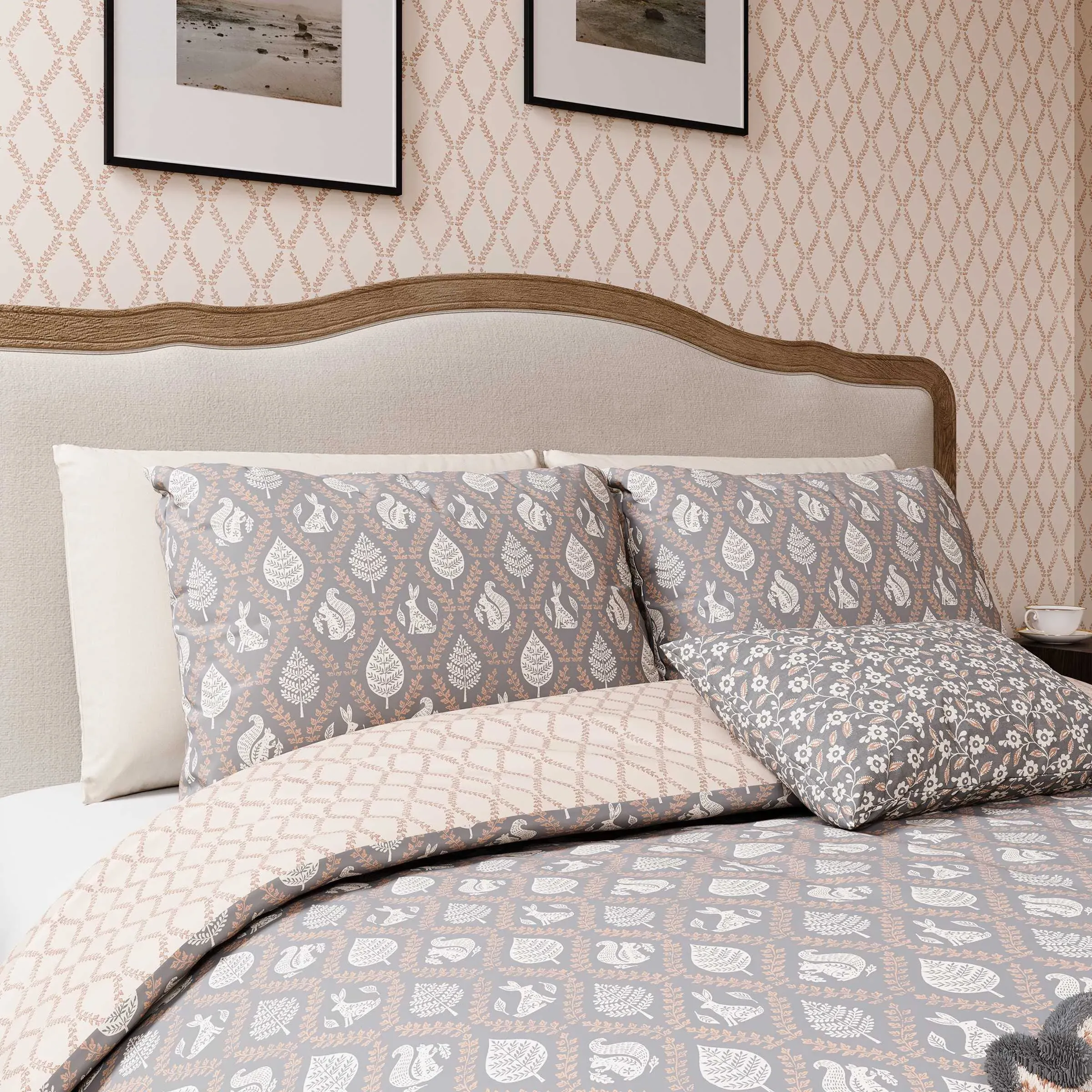 Super King Duvet Cover Set Trellis - Graphite, Cotton