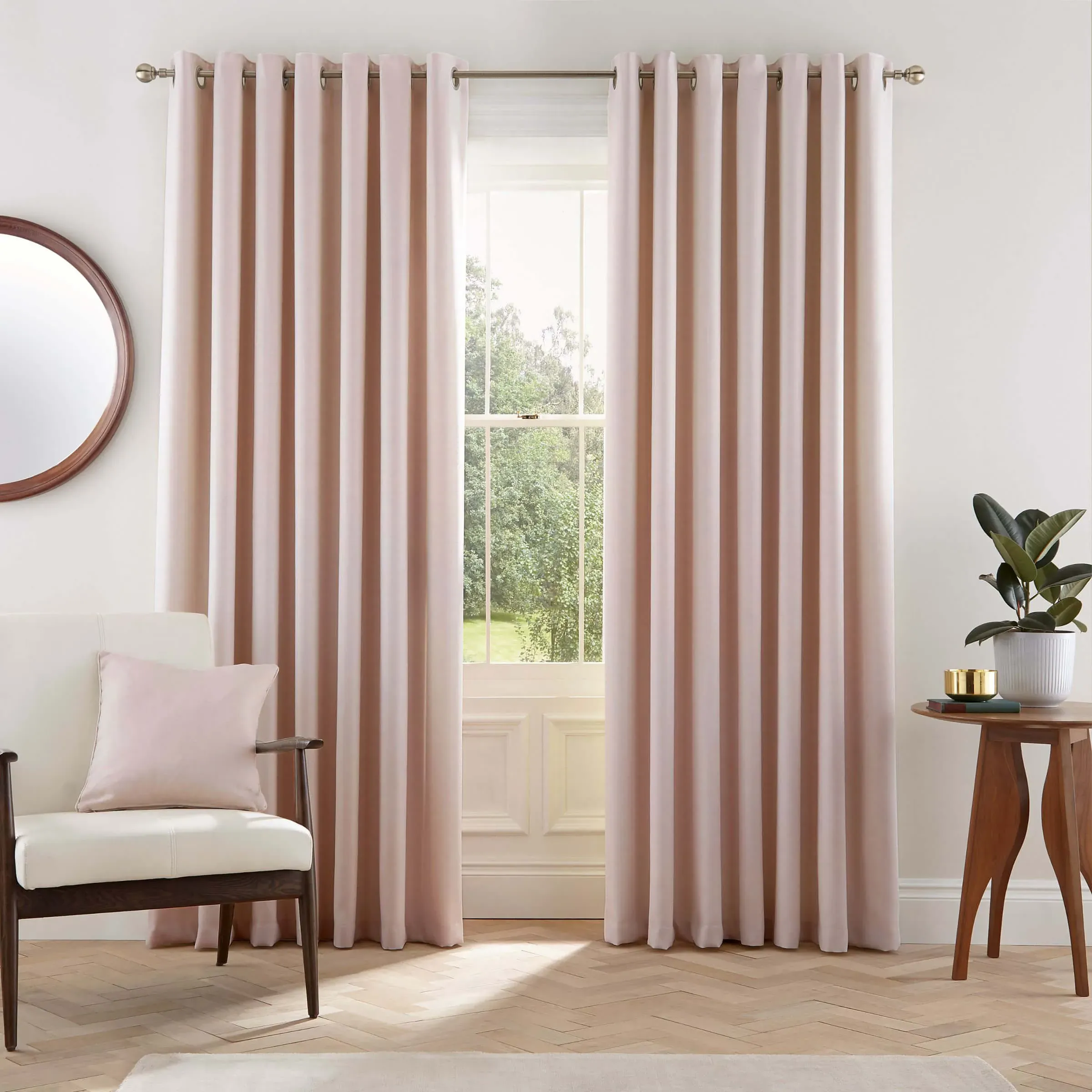 Lined Curtains with Eyelets - Blush, Fabric