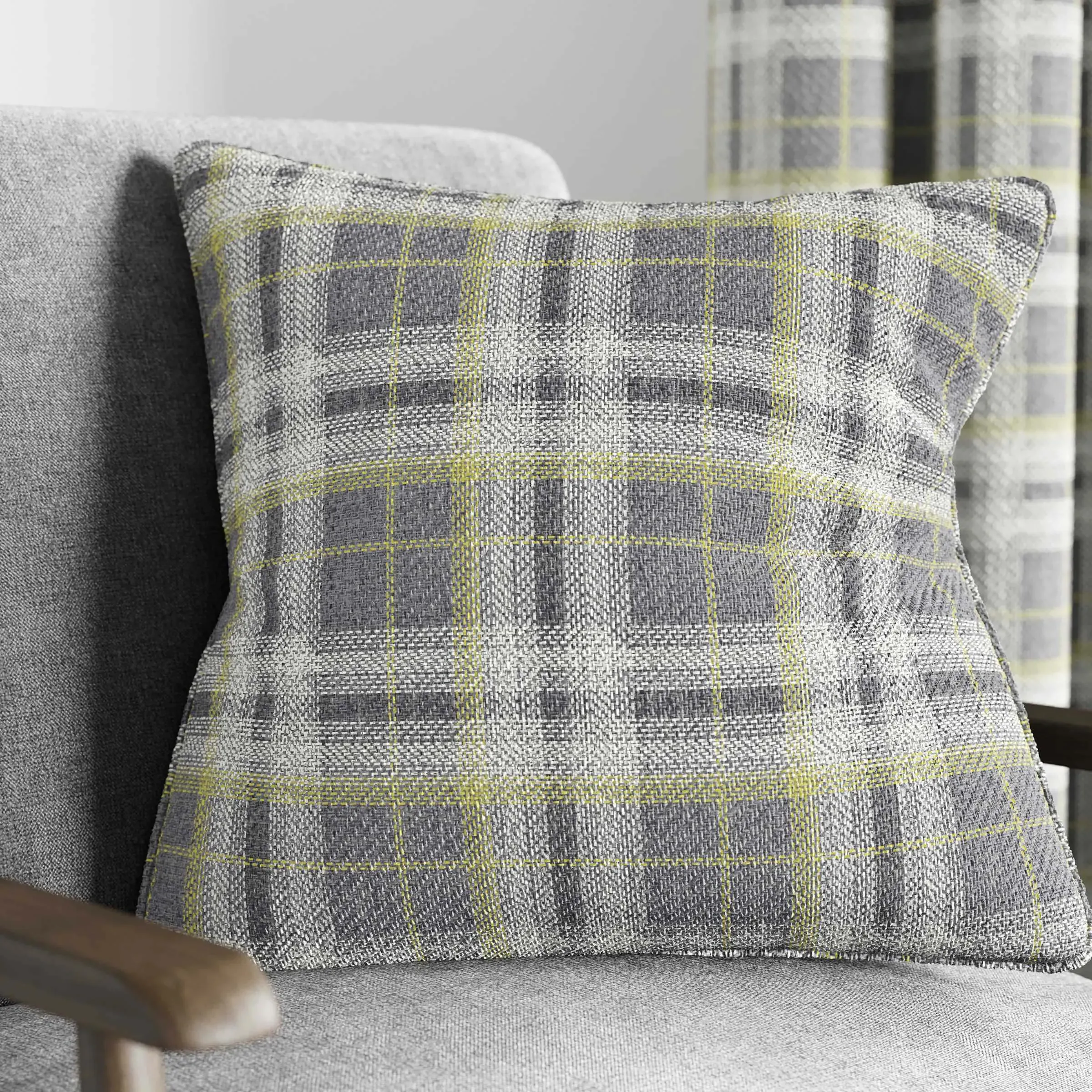 Lined Curtains with Eyelets - Chartreuse, Polyester