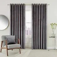 Lined Curtains with Eyelets - Damson, Velvet