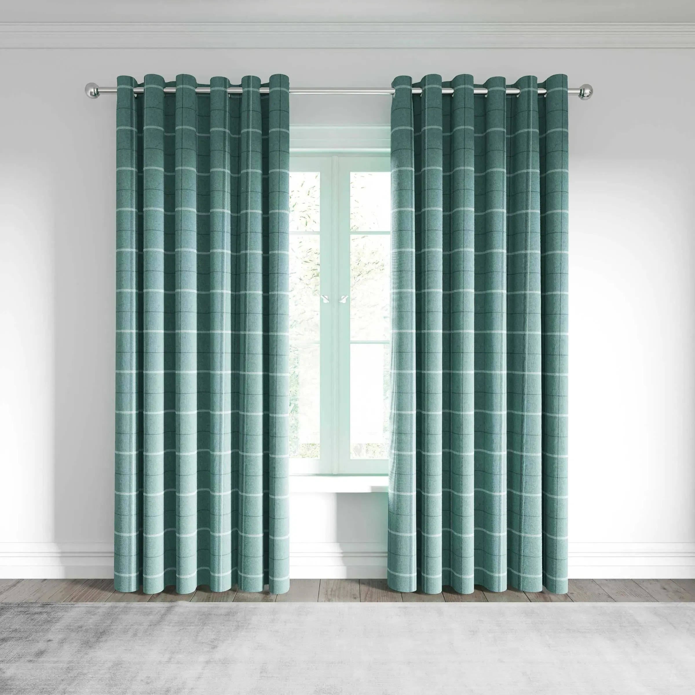 Lined Curtains with Eyelets - Duck Egg, Polyester