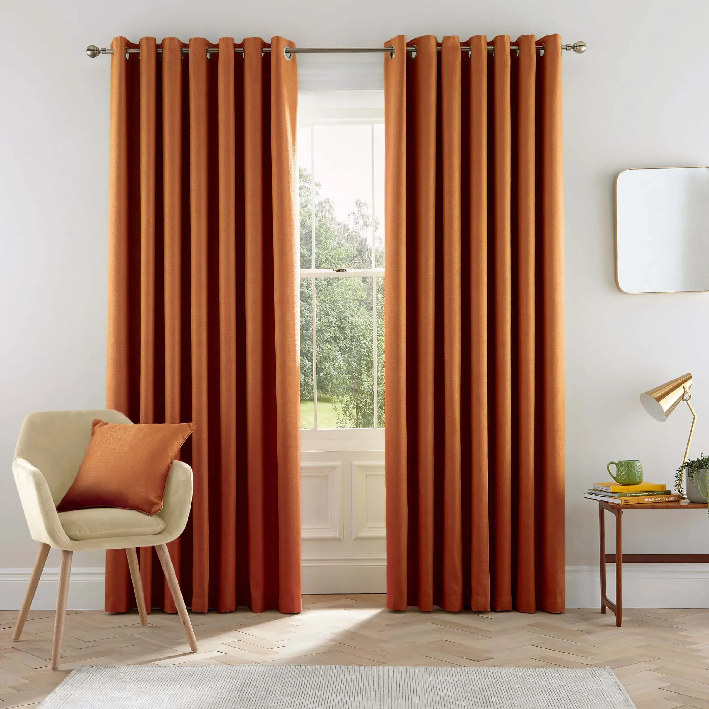 Lined Curtains with Eyelets - Ginger, Fabric