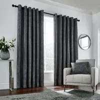 Lined Curtains with Eyelets - Gun Metal