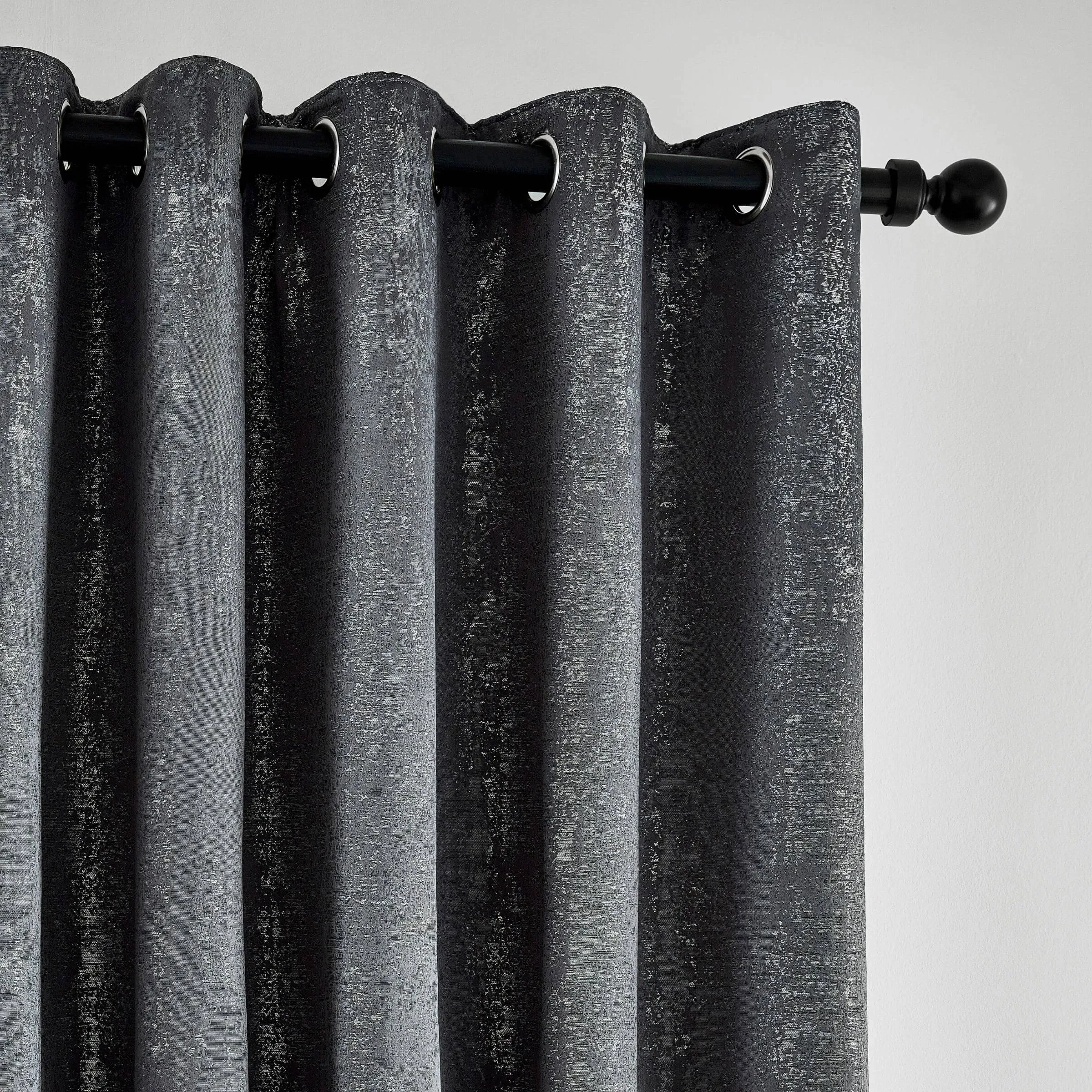 Lined Curtains with Eyelets - Gun Metal