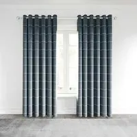 Lined Curtains with Eyelets - Navy, Polyester