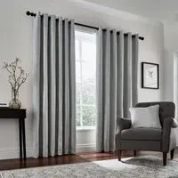 Lined Curtains with Eyelets - Silver