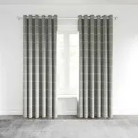 Lined Curtains with Eyelets - Silver, Polyester