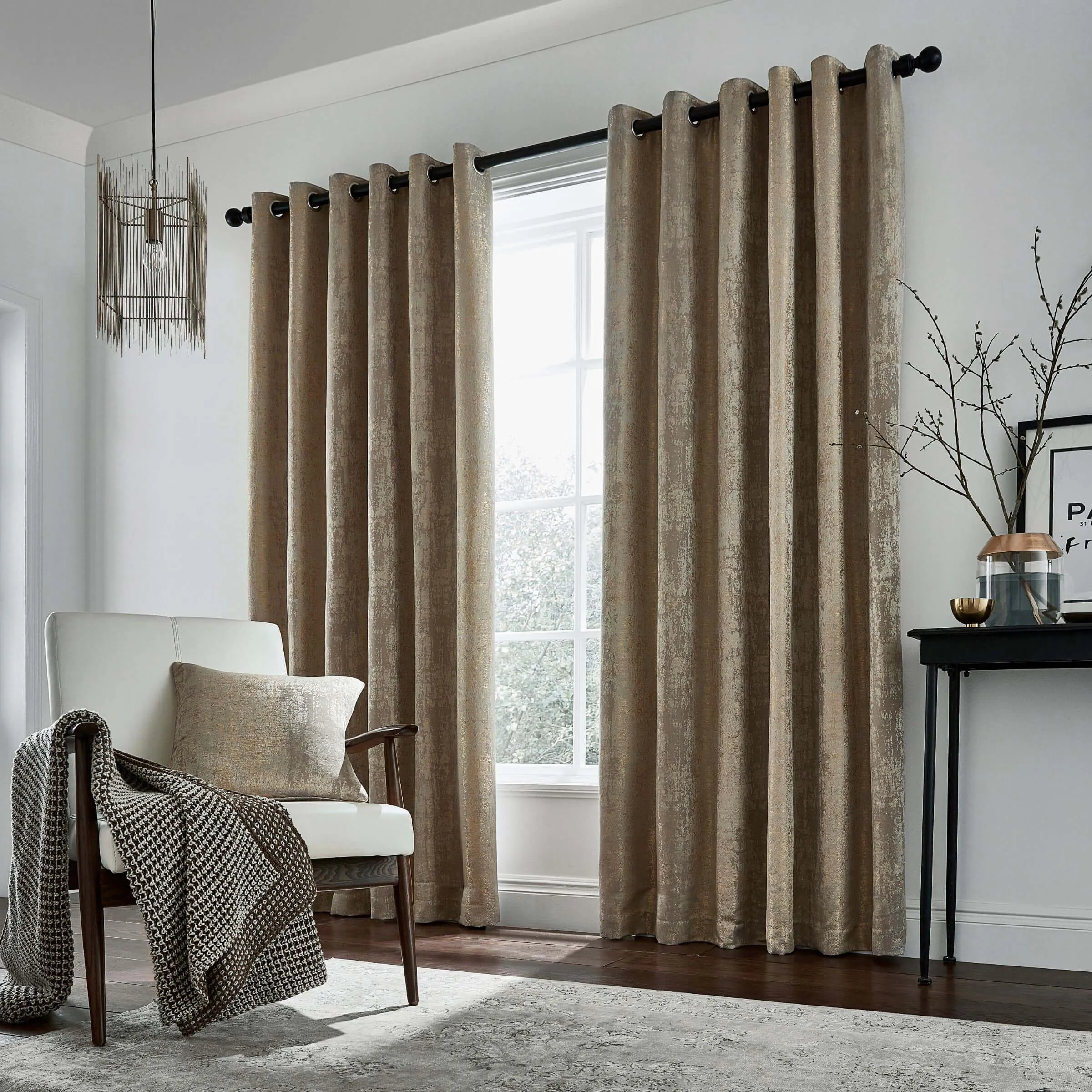 Lined Curtains with Eyelets - Truffle