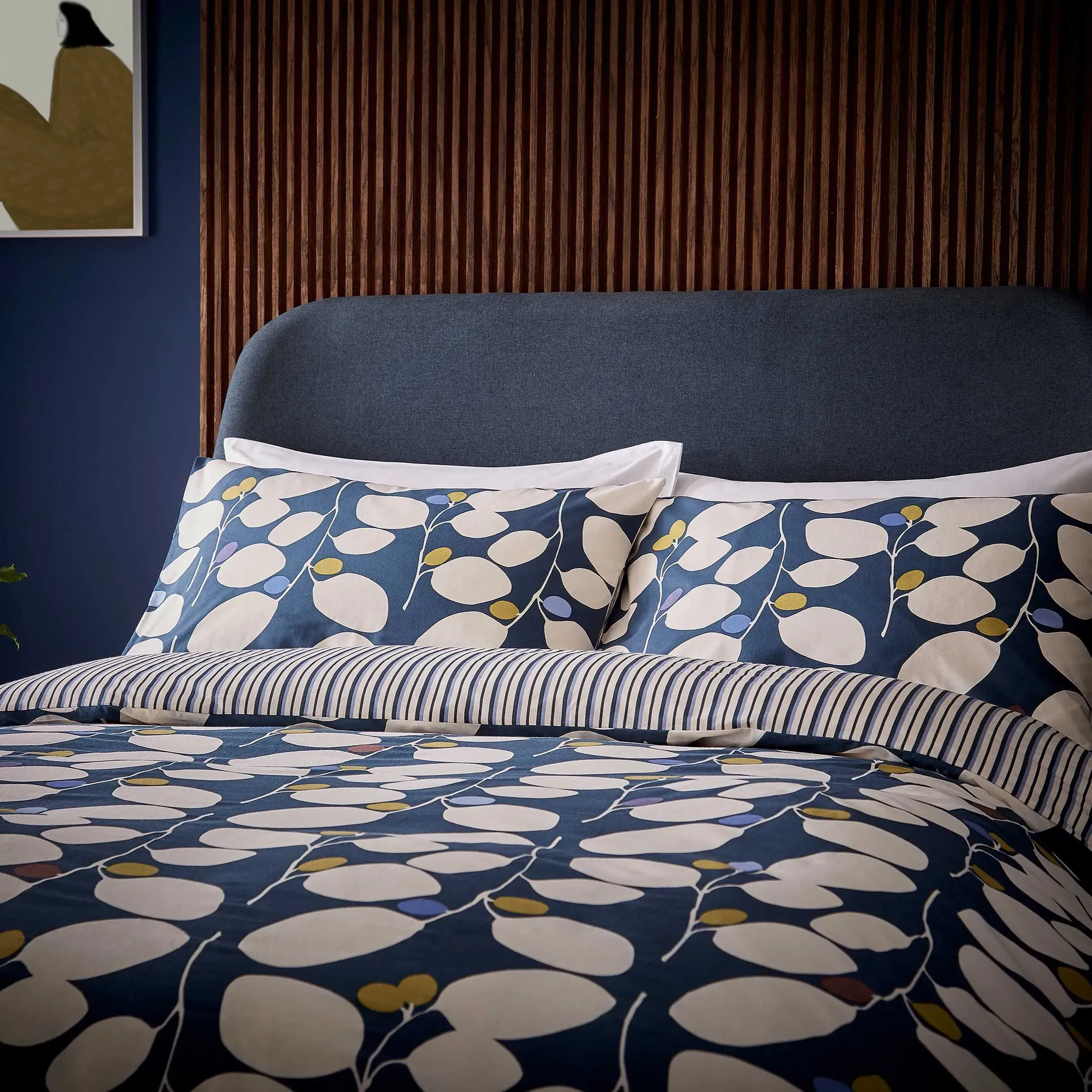 Althea Single Duvet Cover Set - Navy, Cotton product