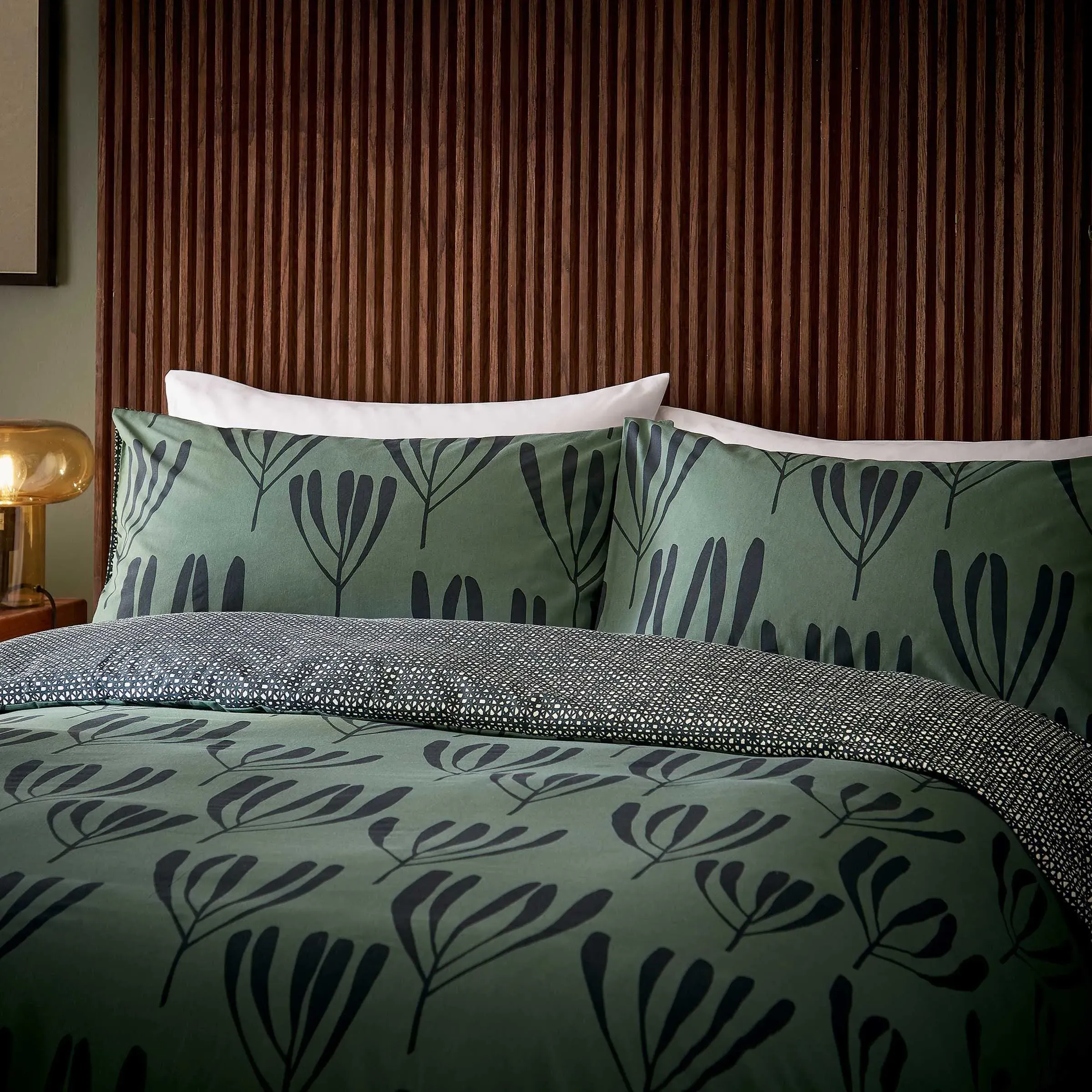 Double Duvet Cover Set - Green, Cotton