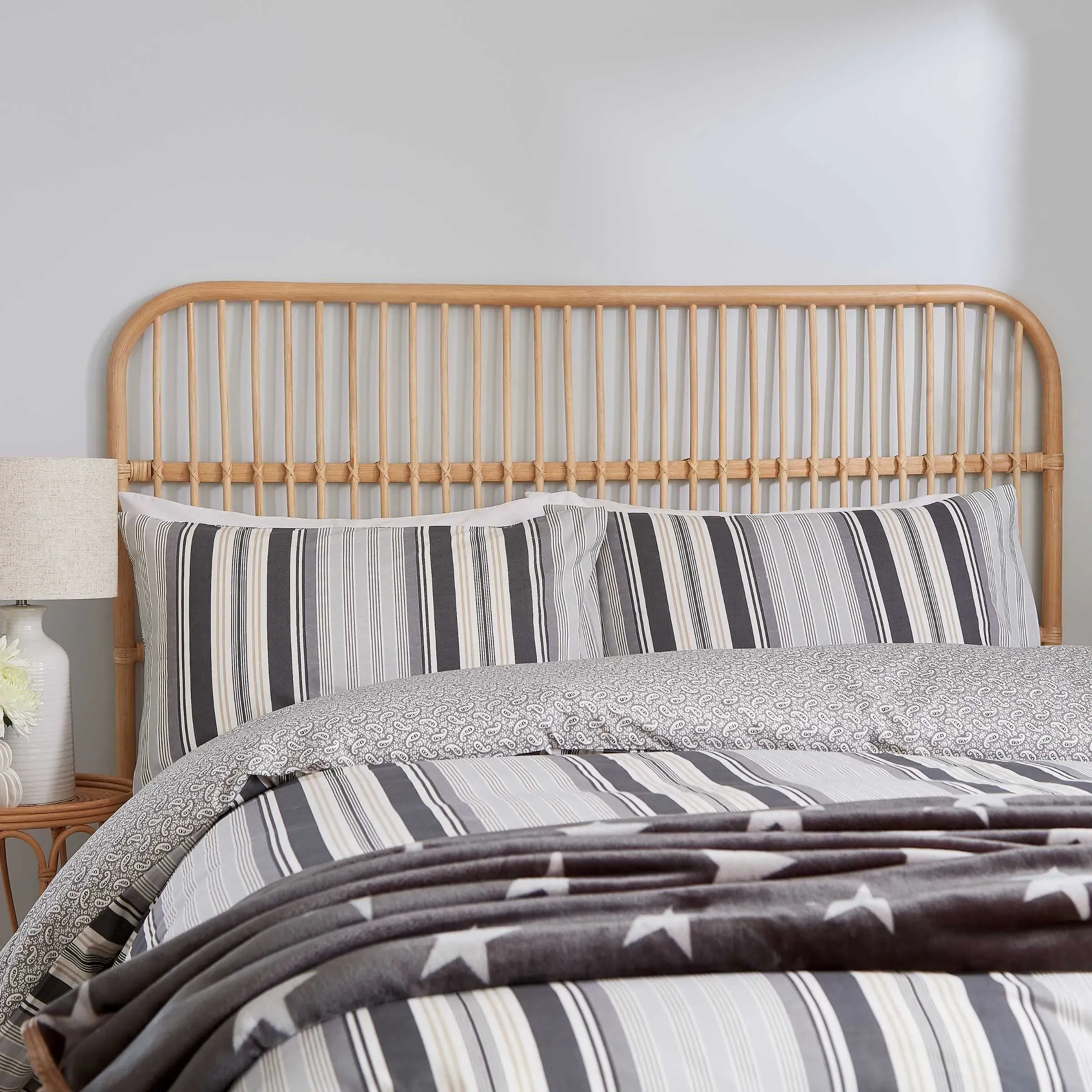 Beach House Stripe Single Duvet Cover Set - Linen & Grey, Cotton product