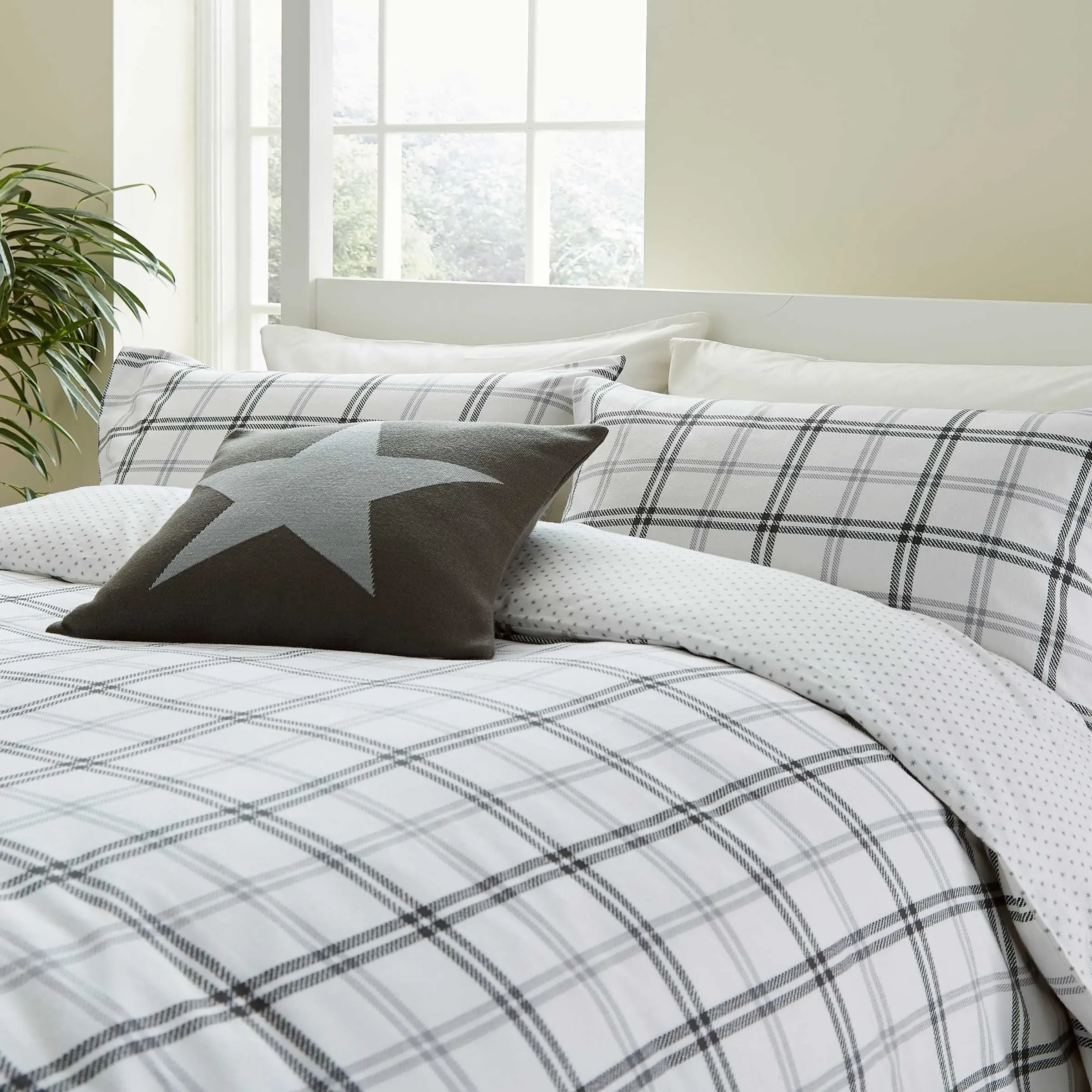 Double Duvet Cover Set - Grey, Cotton