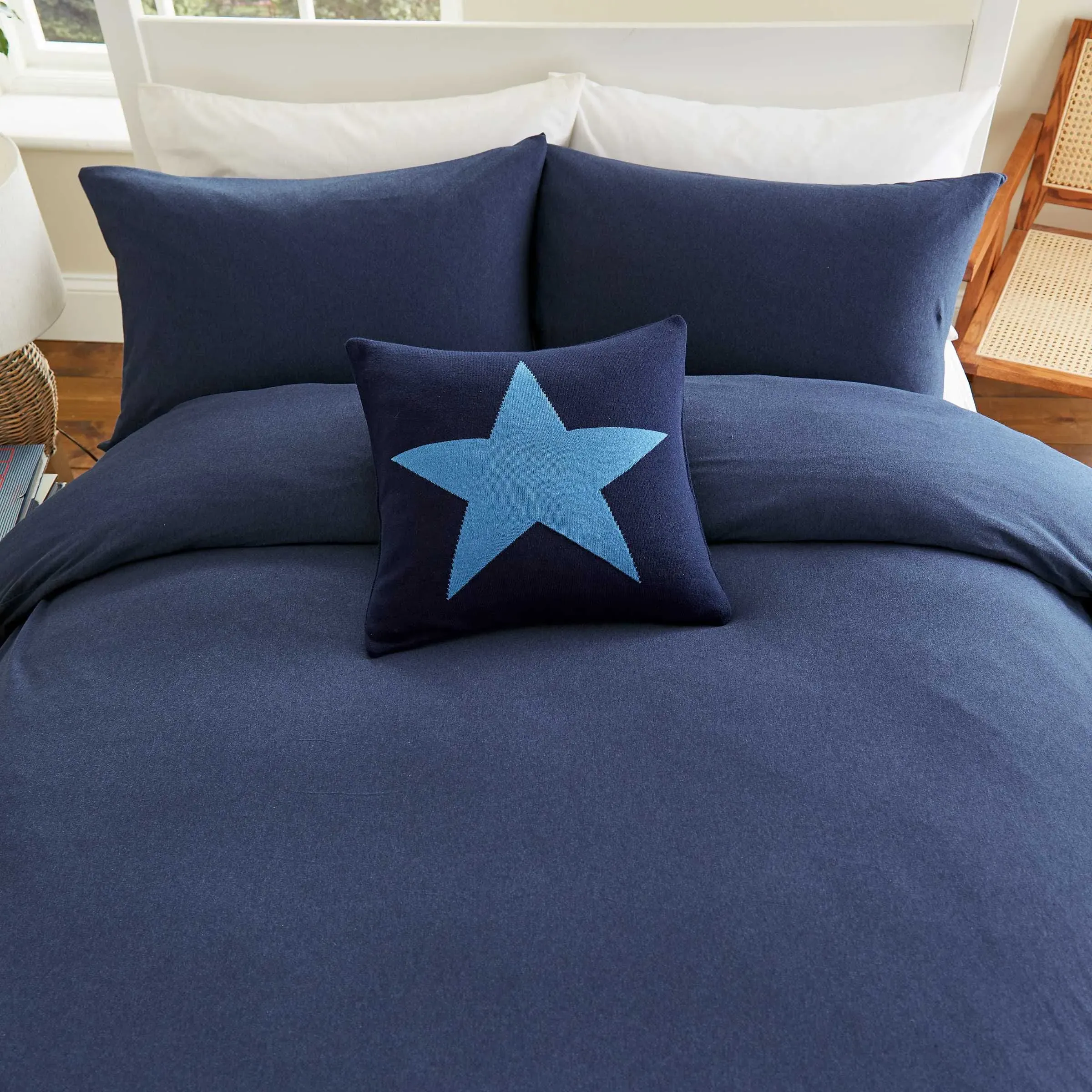 Double Duvet Cover Set - Navy, Jersey Cotton