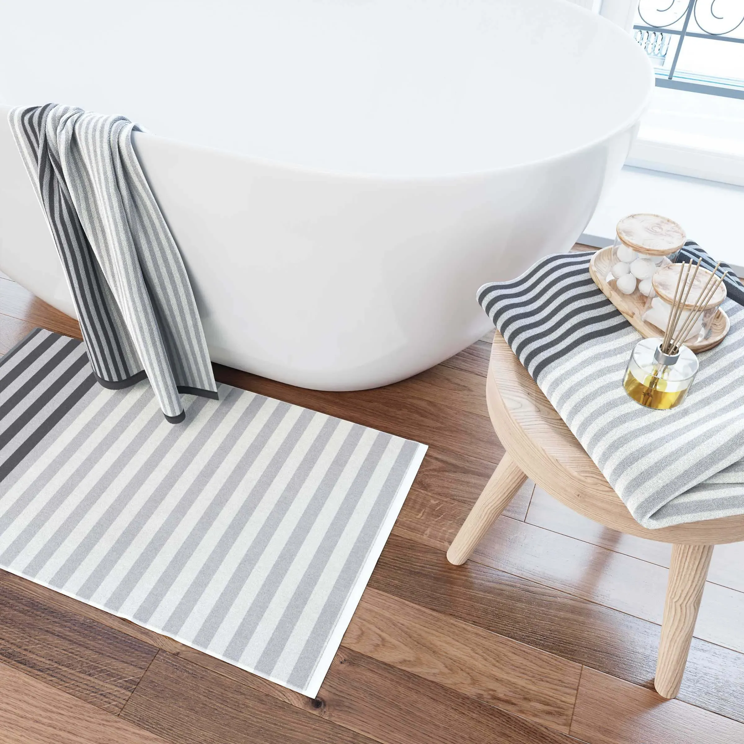 Helena Springfield Coastal Bath Mat - Silver, Cotton alternate view