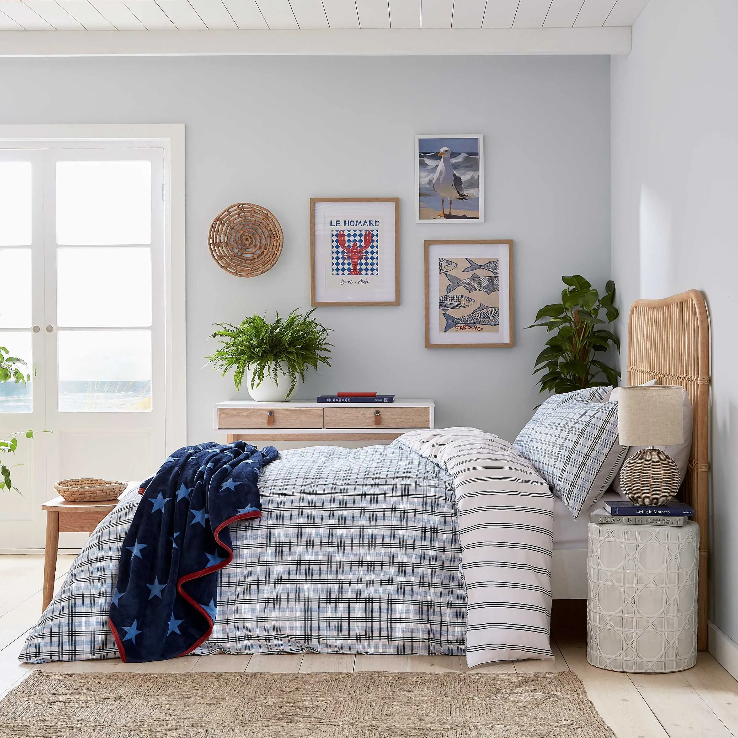 Jones Check Single Duvet Cover Set - Navy, Brushed Cotton alternate view