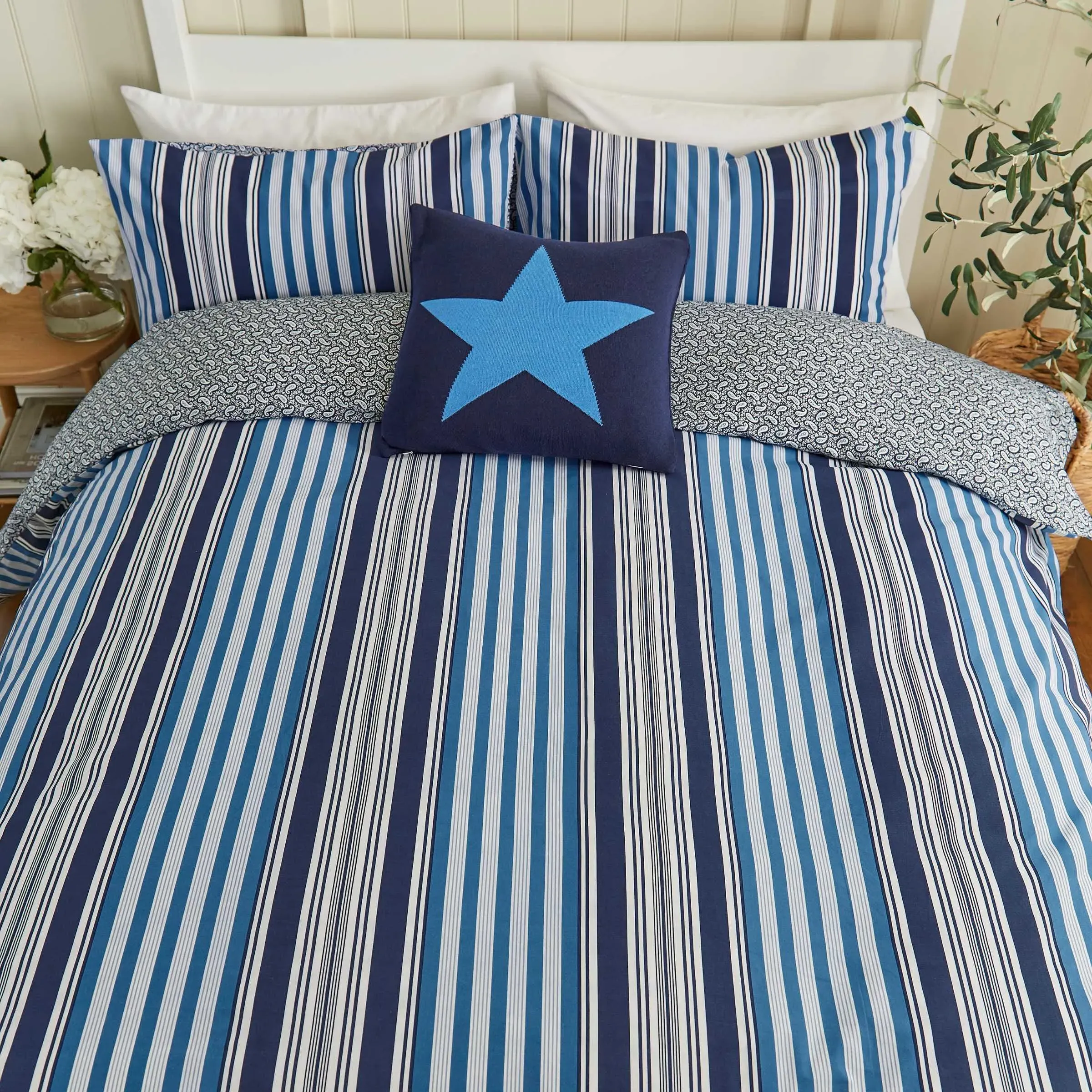 King Size Duvet Cover Set - Blue, Cotton