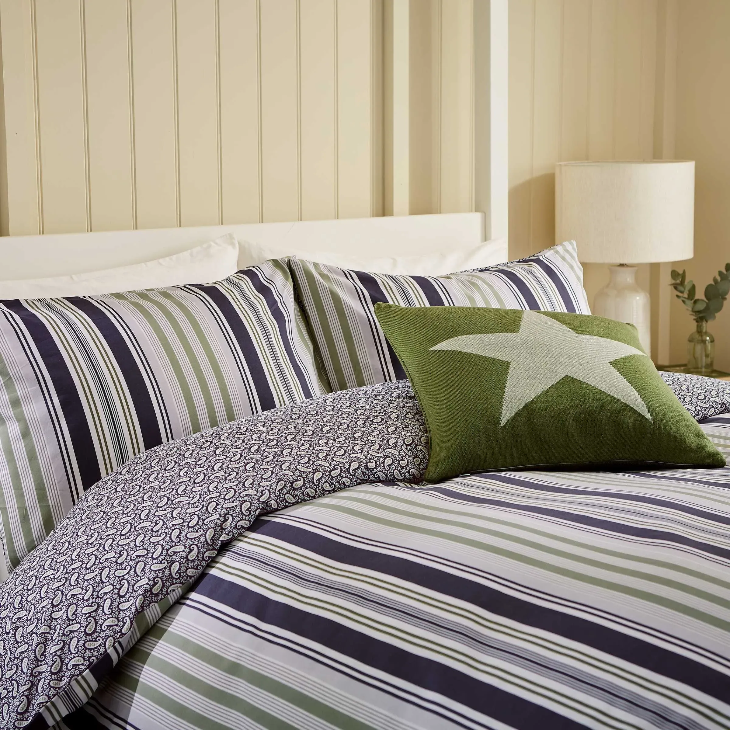 Single Duvet Cover Set - Green, Cotton image