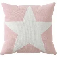 Square Cushion with Star Design - Pink, Knitted