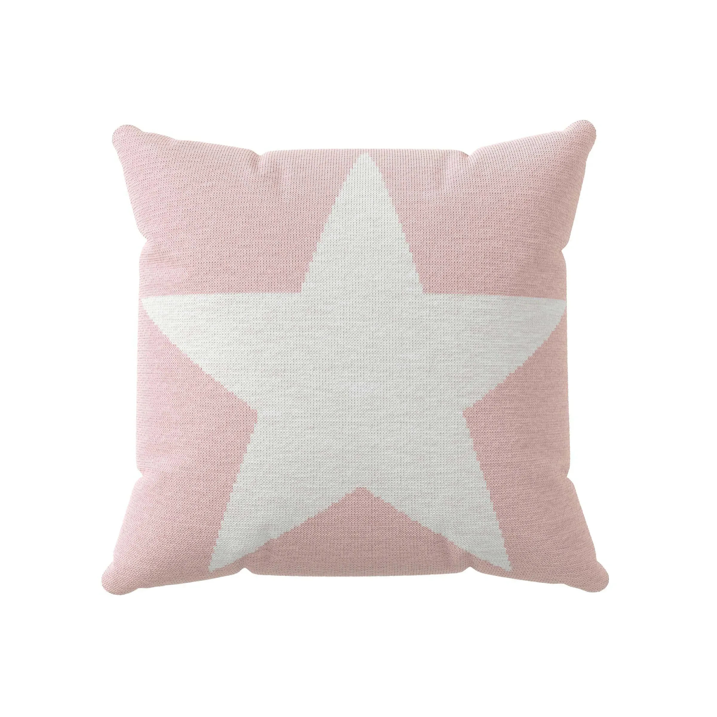 Square Cushion with Star Design - Pink, Knitted