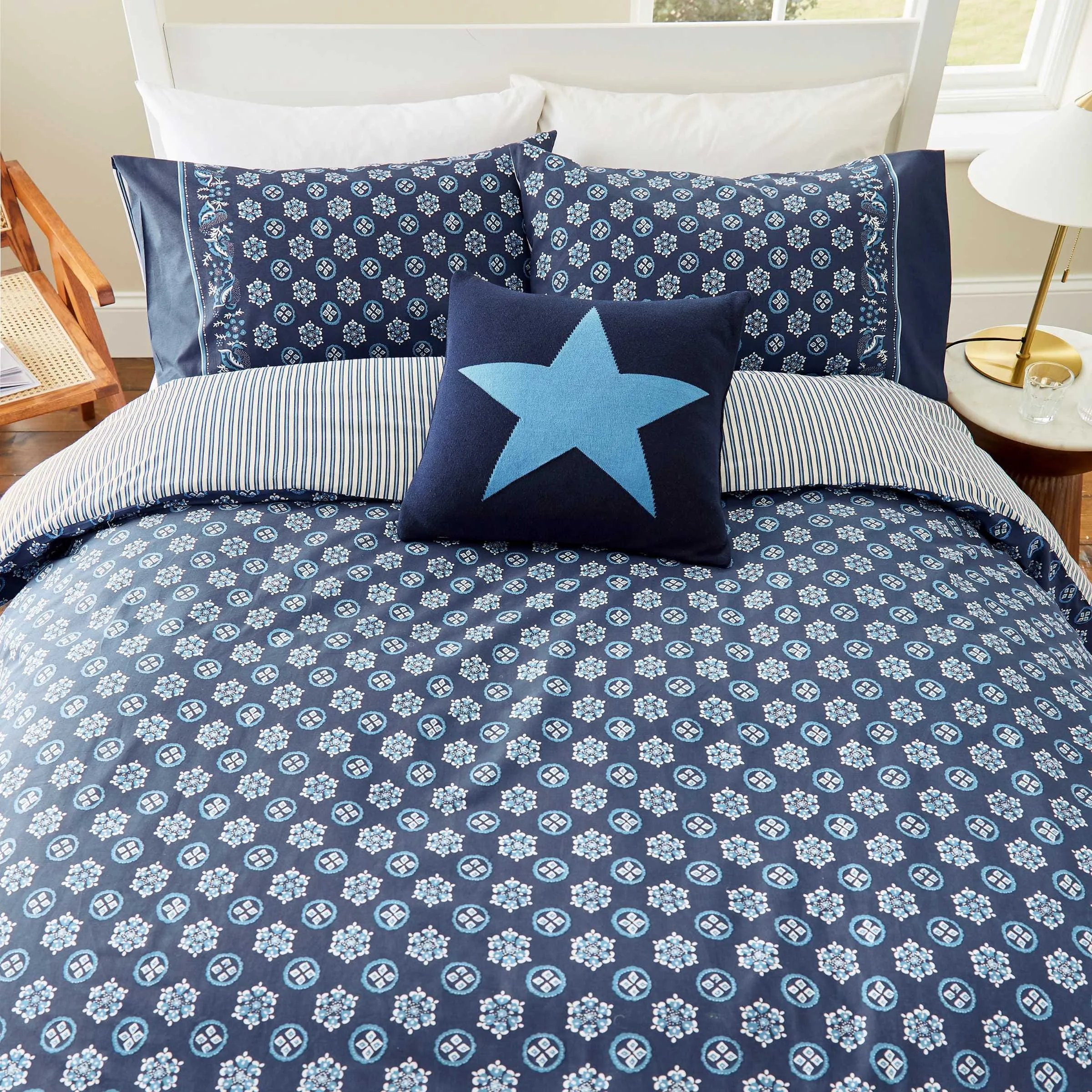 Super King Duvet Cover Set - Blue, Cotton
