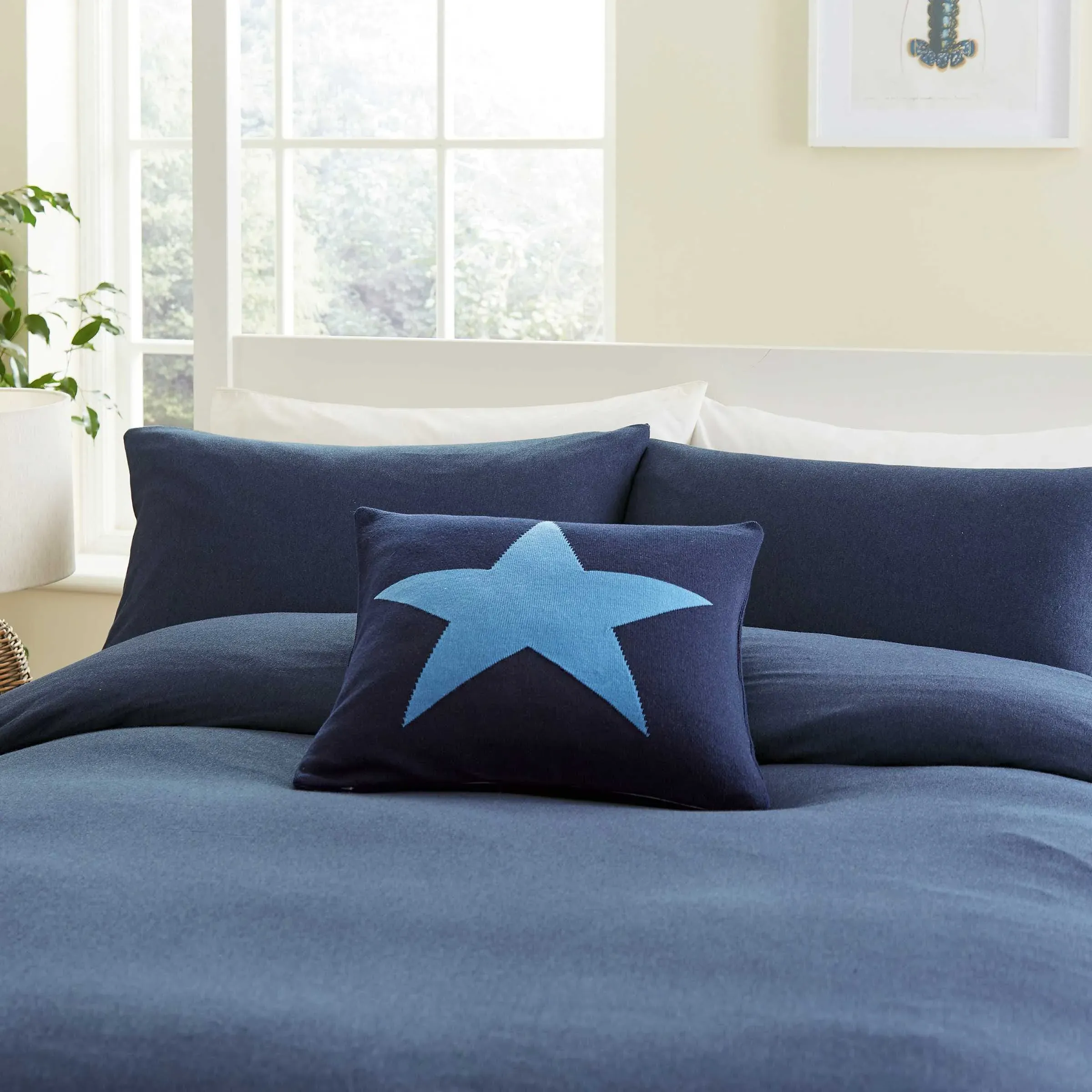 Super King Duvet Cover Set - Navy, Jersey Cotton