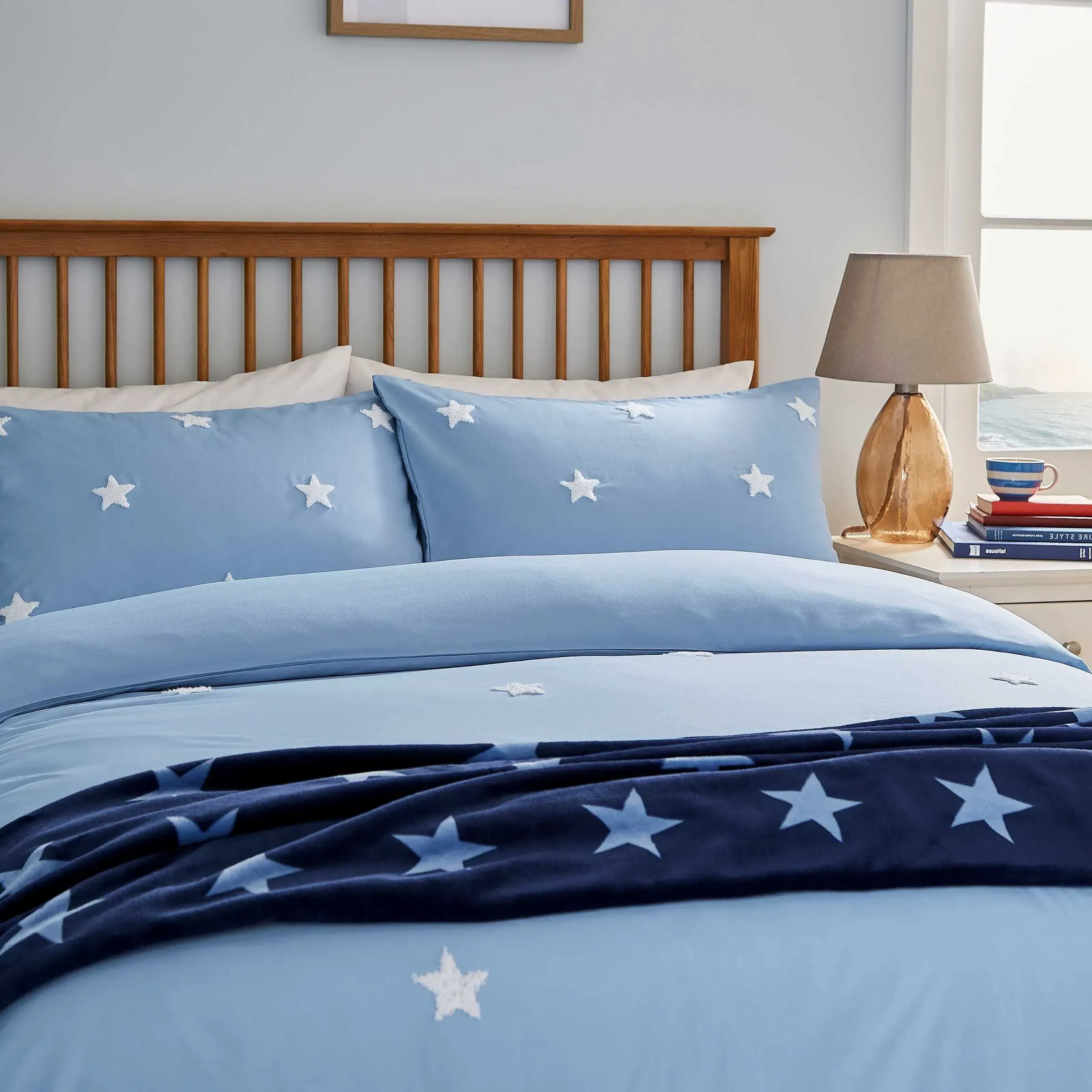 Tufted Star Single Duvet Cover Set - Chambray Blue product