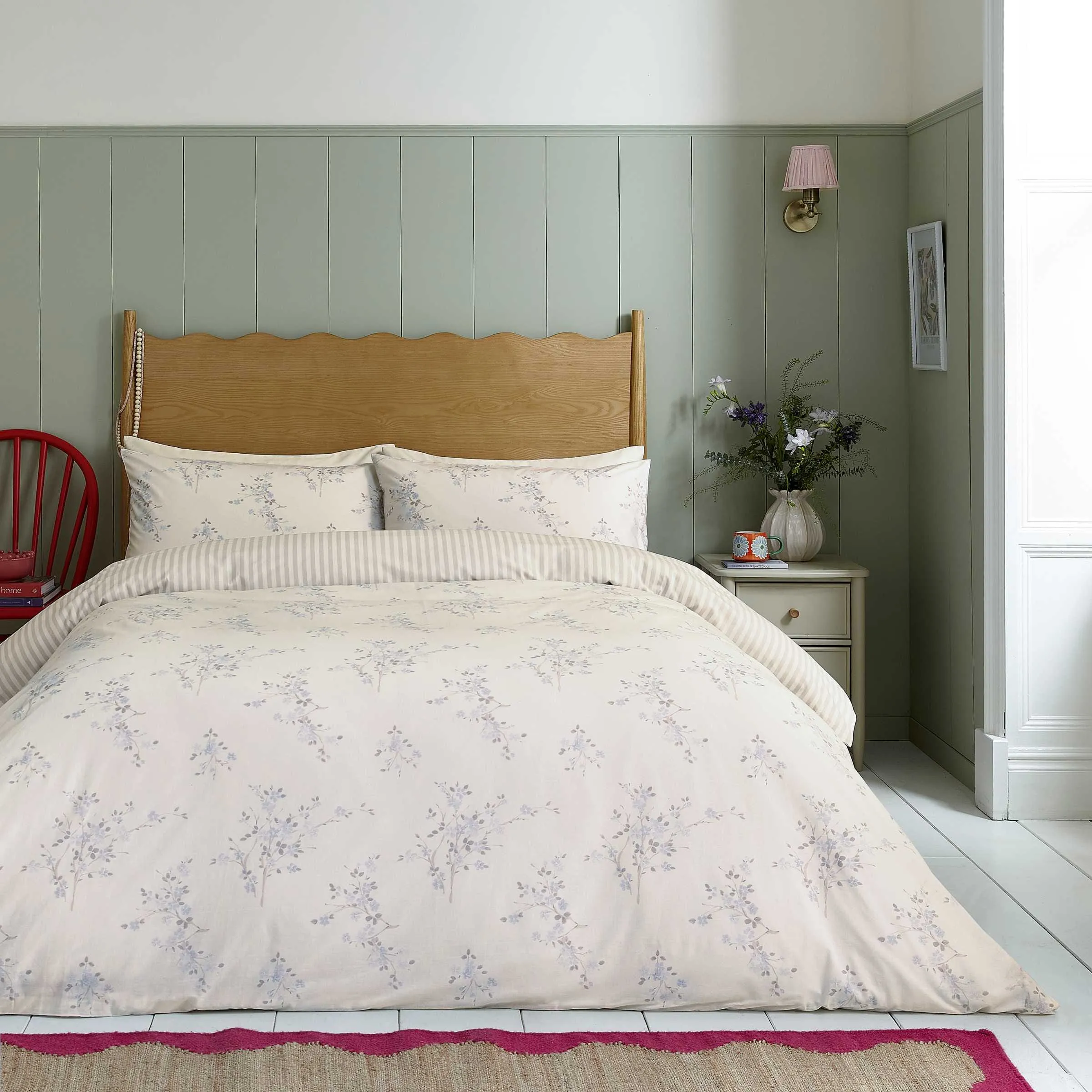 Blossom Single Duvet Cover Set - Powder Blue, Cotton alternate view