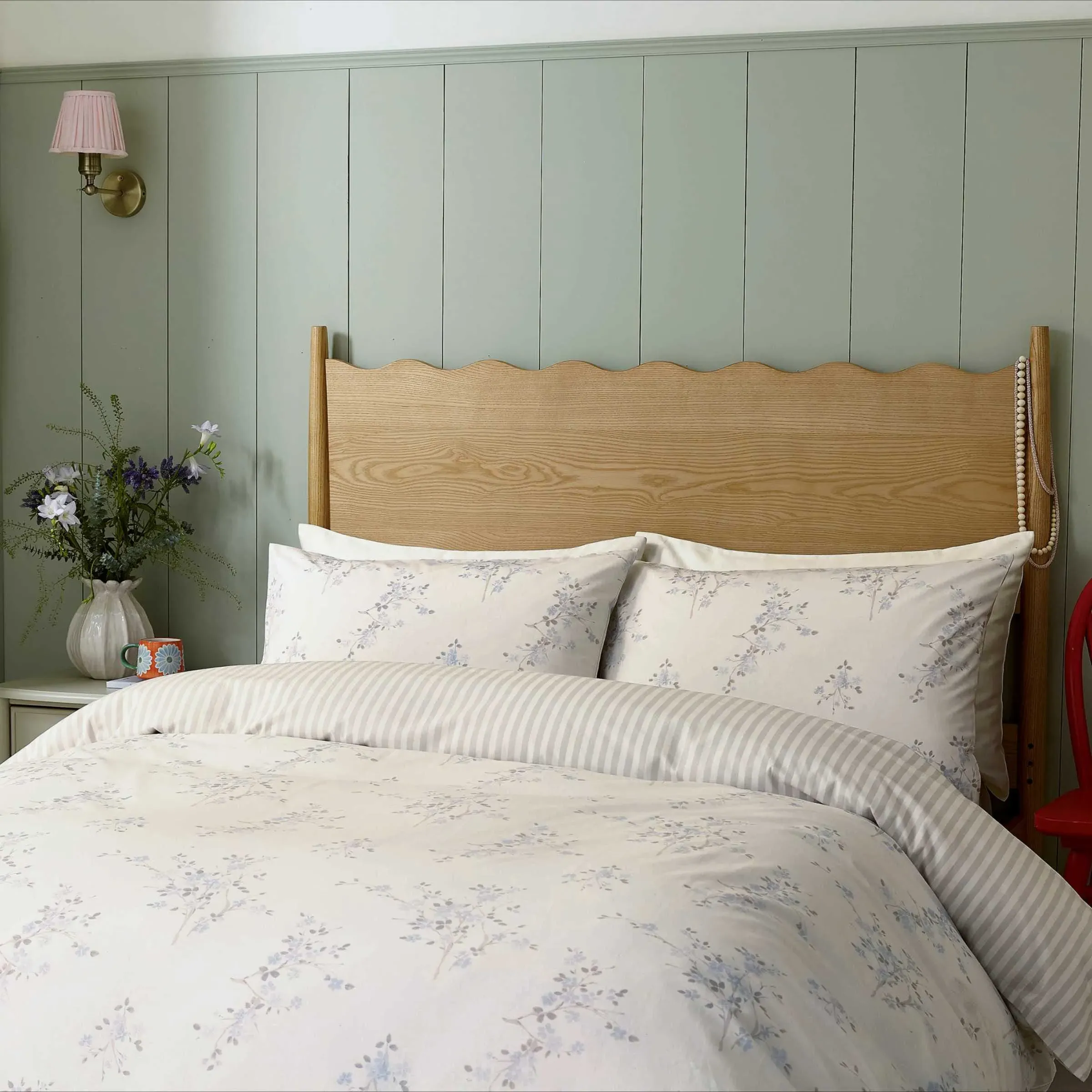 Blossom Single Duvet Cover Set - Powder Blue, Cotton product
