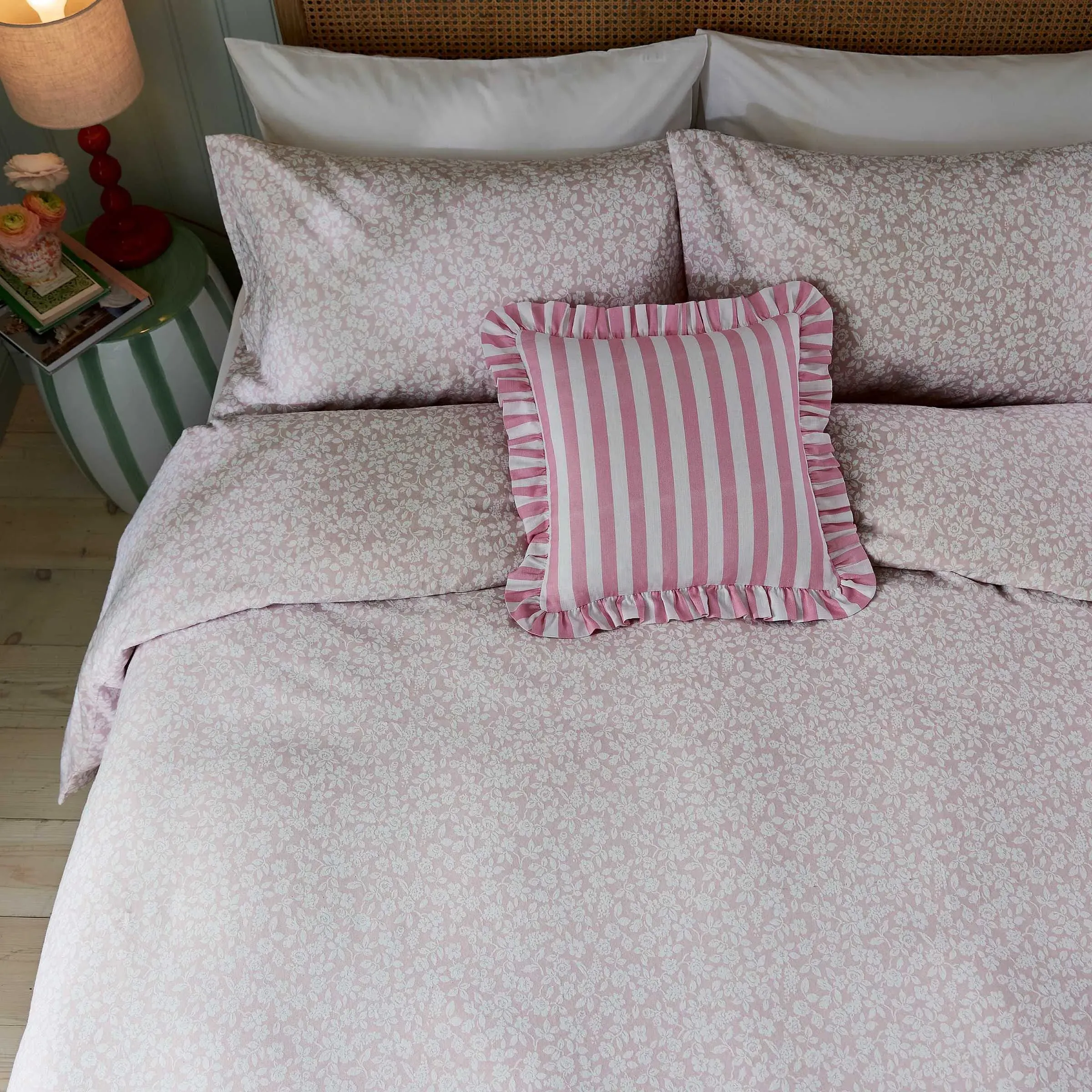 Candy Stripe Square Cushion - Pink alternate view